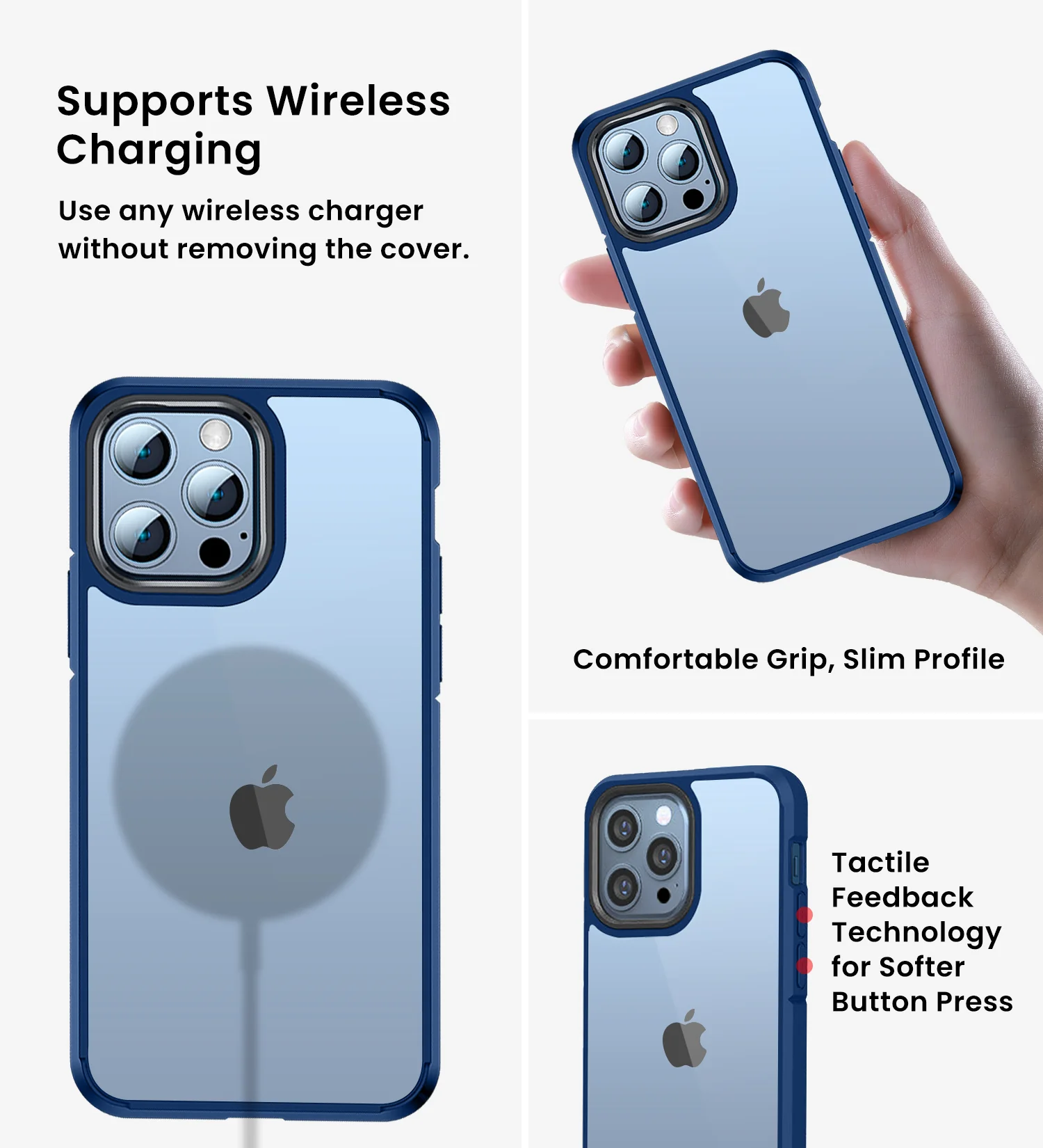 Apple iPhone 13 Pro (6.1 inch) Back Cover | Ice Crystal Series [Anti Yellow], Deep Blue - Image 5