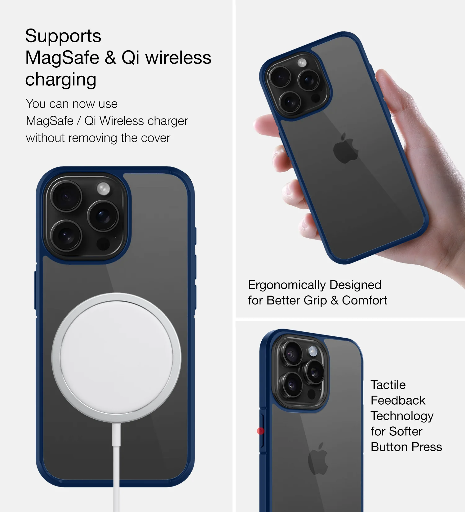 Apple iPhone 15 Pro Max (6.7 inch) Back Cover | Ice Crystal Series [Anti Yellow], Blue - Image 6