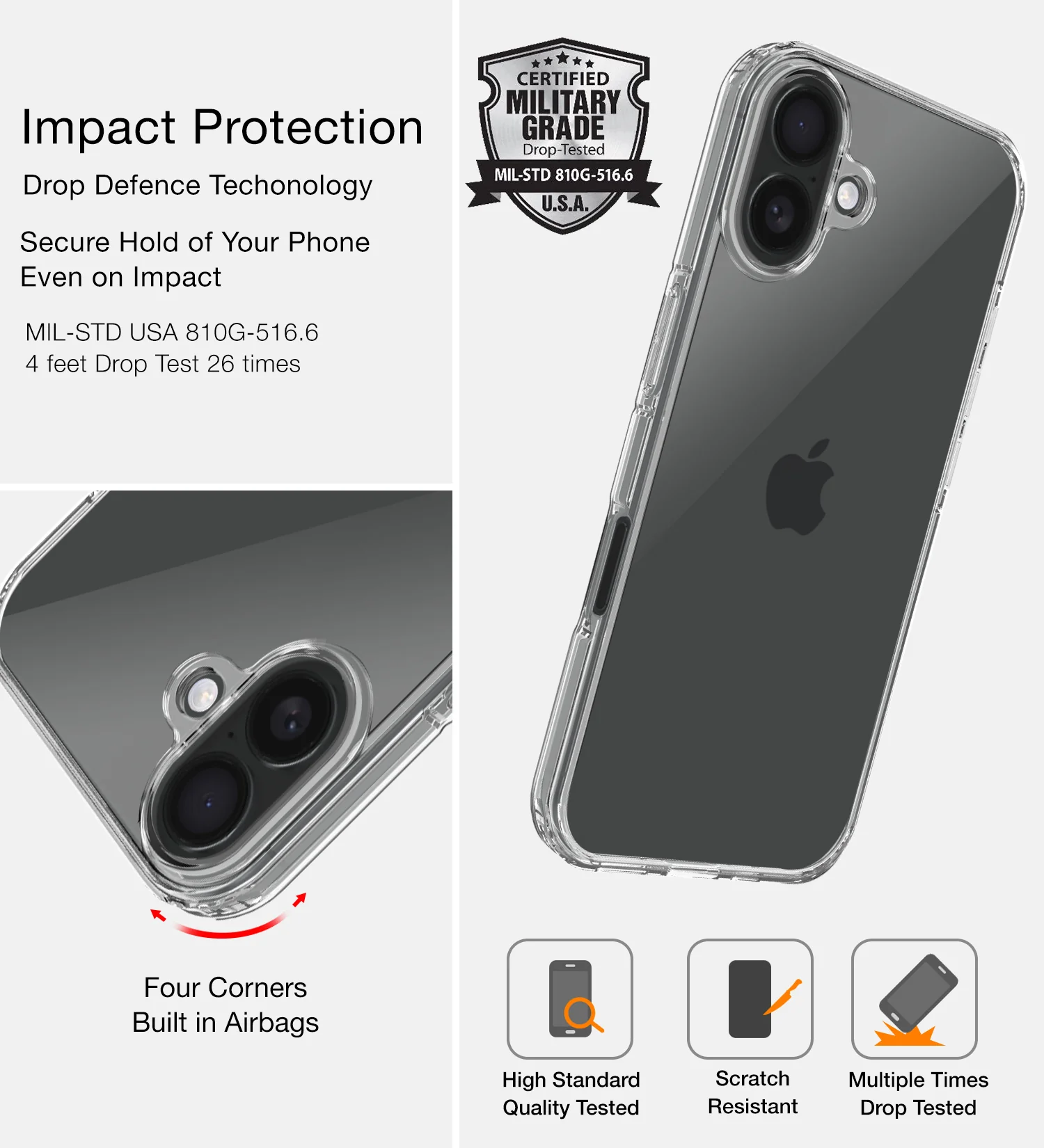 Apple iPhone 16 Plus (6.7 inch) Back Cover | Ice Crystal Series, Crystal Clear - Image 3