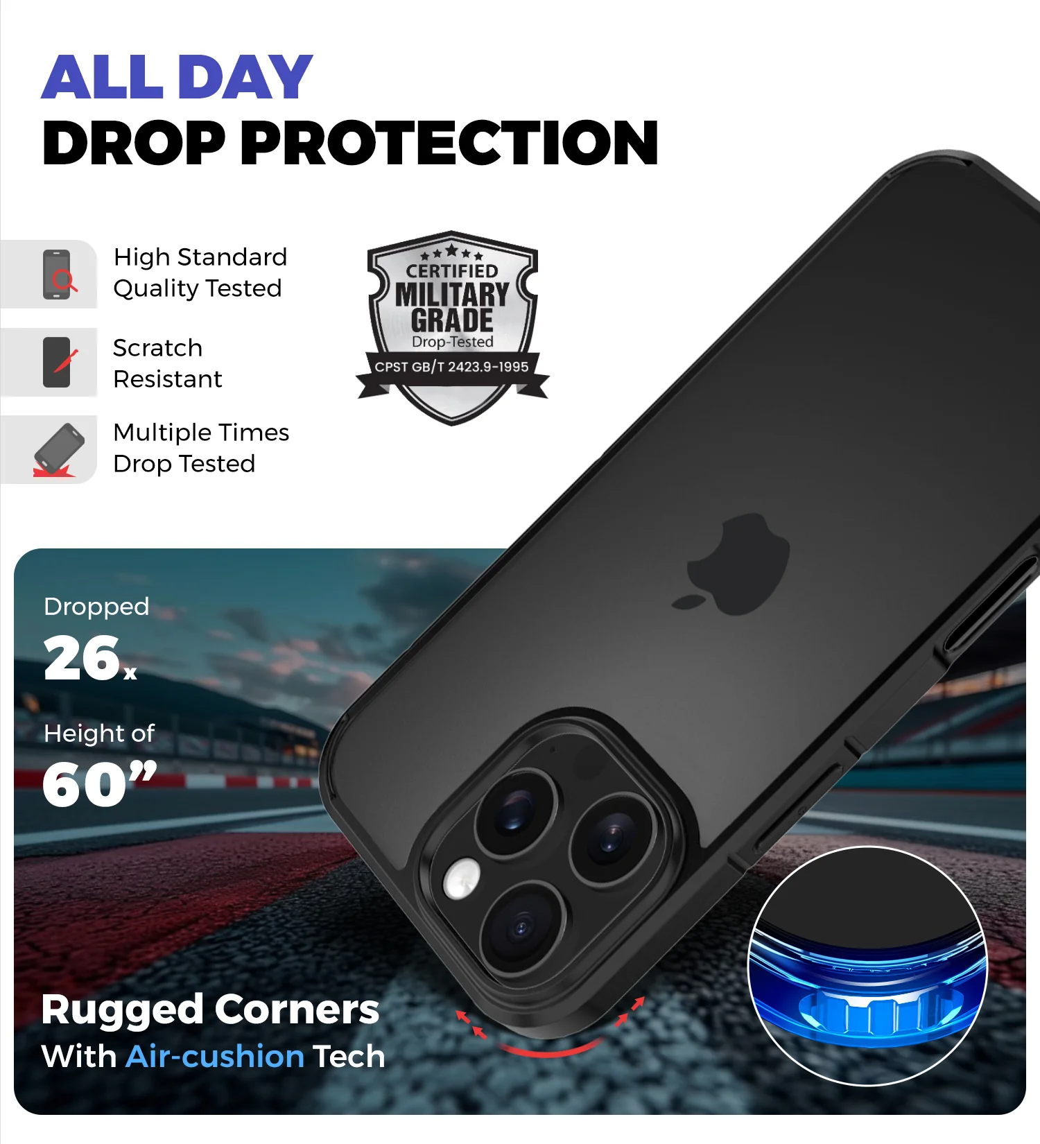 Apple iPhone 16 Pro Max (6.9 inch) Back Cover | Ice Crystal Series [Anti Yellow], (Transparent Black) - Image 4
