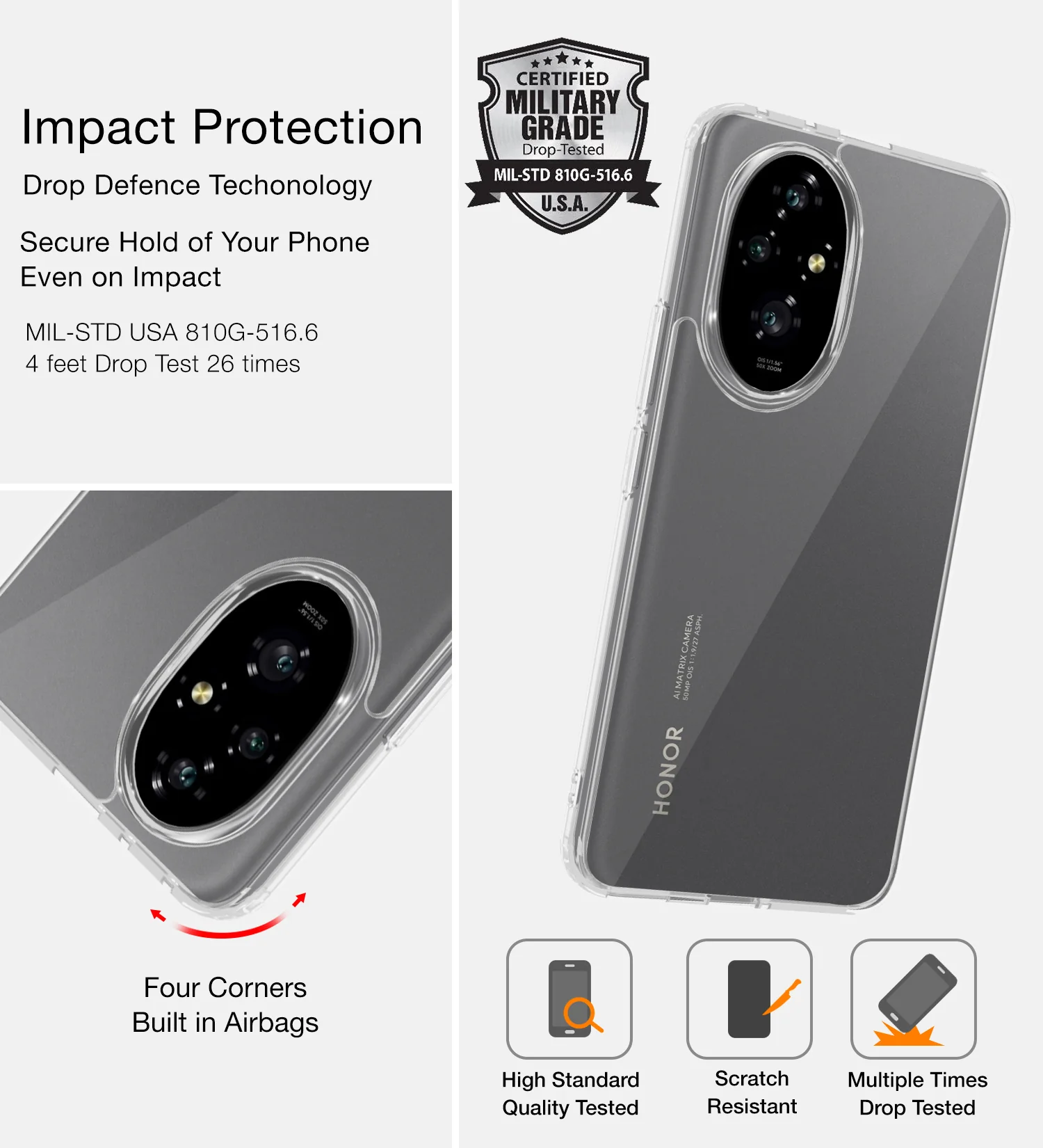 Honor 200 5G (6.7 inch) Back Cover | Ice Crystal Series, Crystal Clear - Image 4