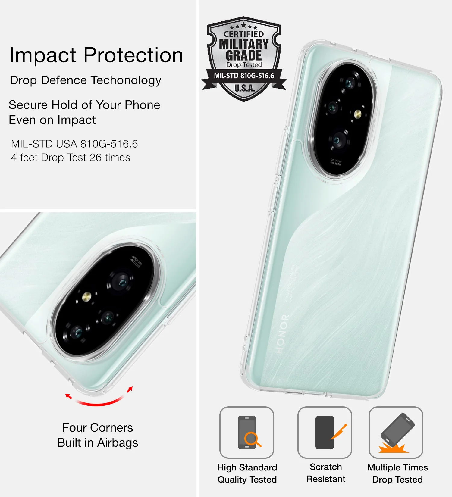 Honor 200 Pro 5G (6.78 inch) Back Cover | Ice Crystal Series, Crystal Clear - Image 4