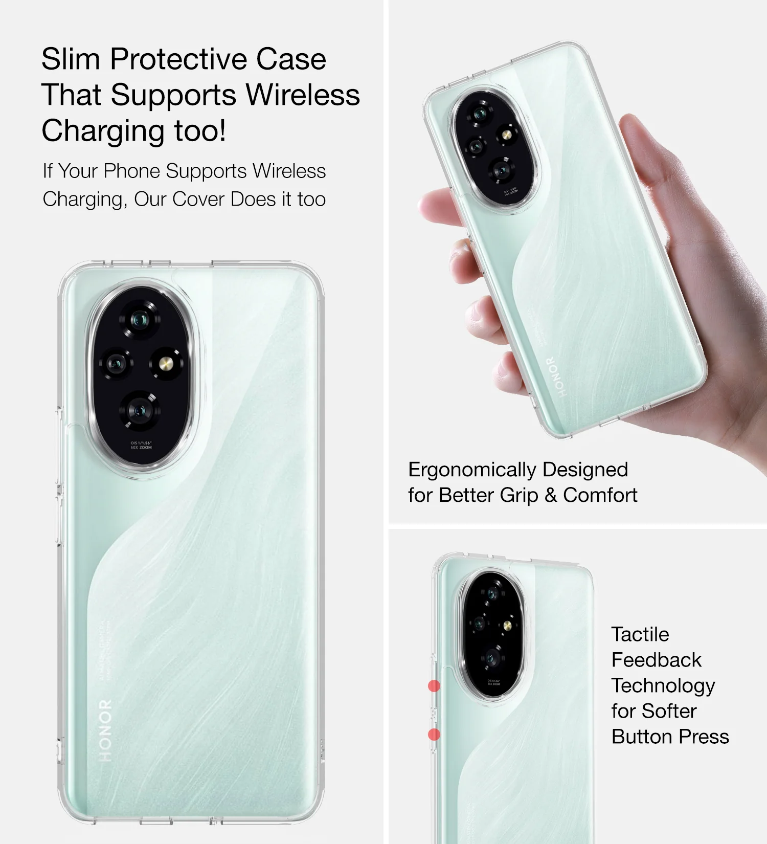 Honor 200 Pro 5G (6.78 inch) Back Cover | Ice Crystal Series, Crystal Clear - Image 6