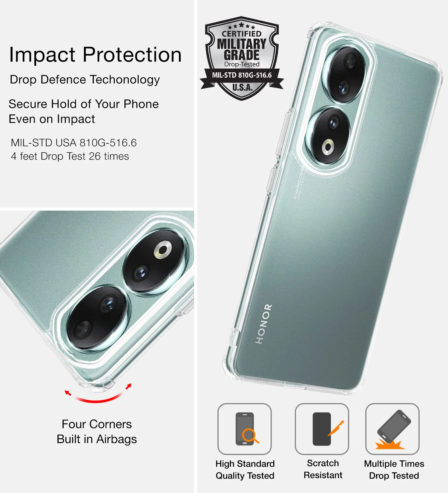 HONOR 90 5G (6.7 inch) Back Cover | Ice Crystal Series, Crystal Clear - Image 3