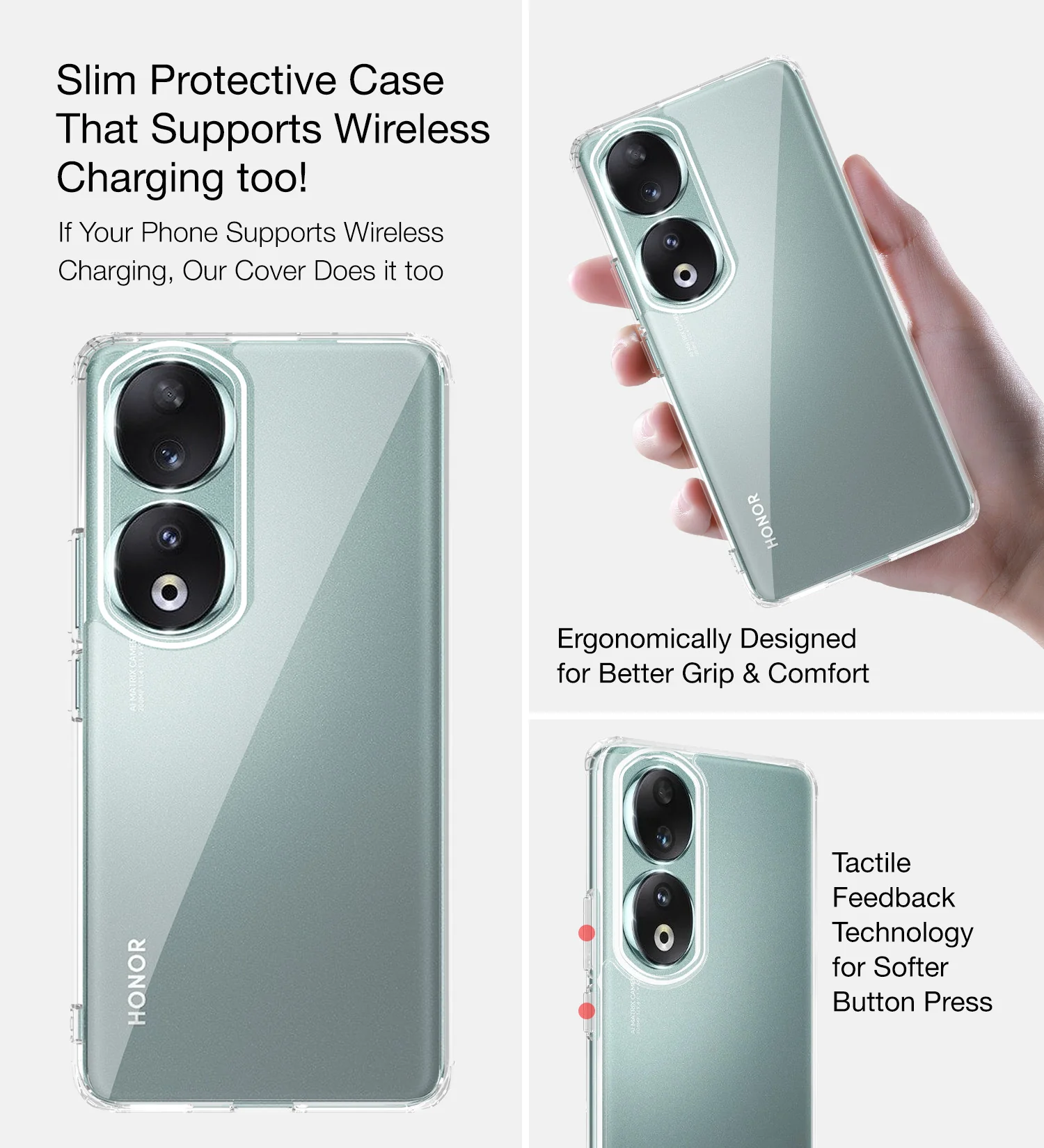 HONOR 90 5G (6.7 inch) Back Cover | Ice Crystal Series, Crystal Clear - Image 5