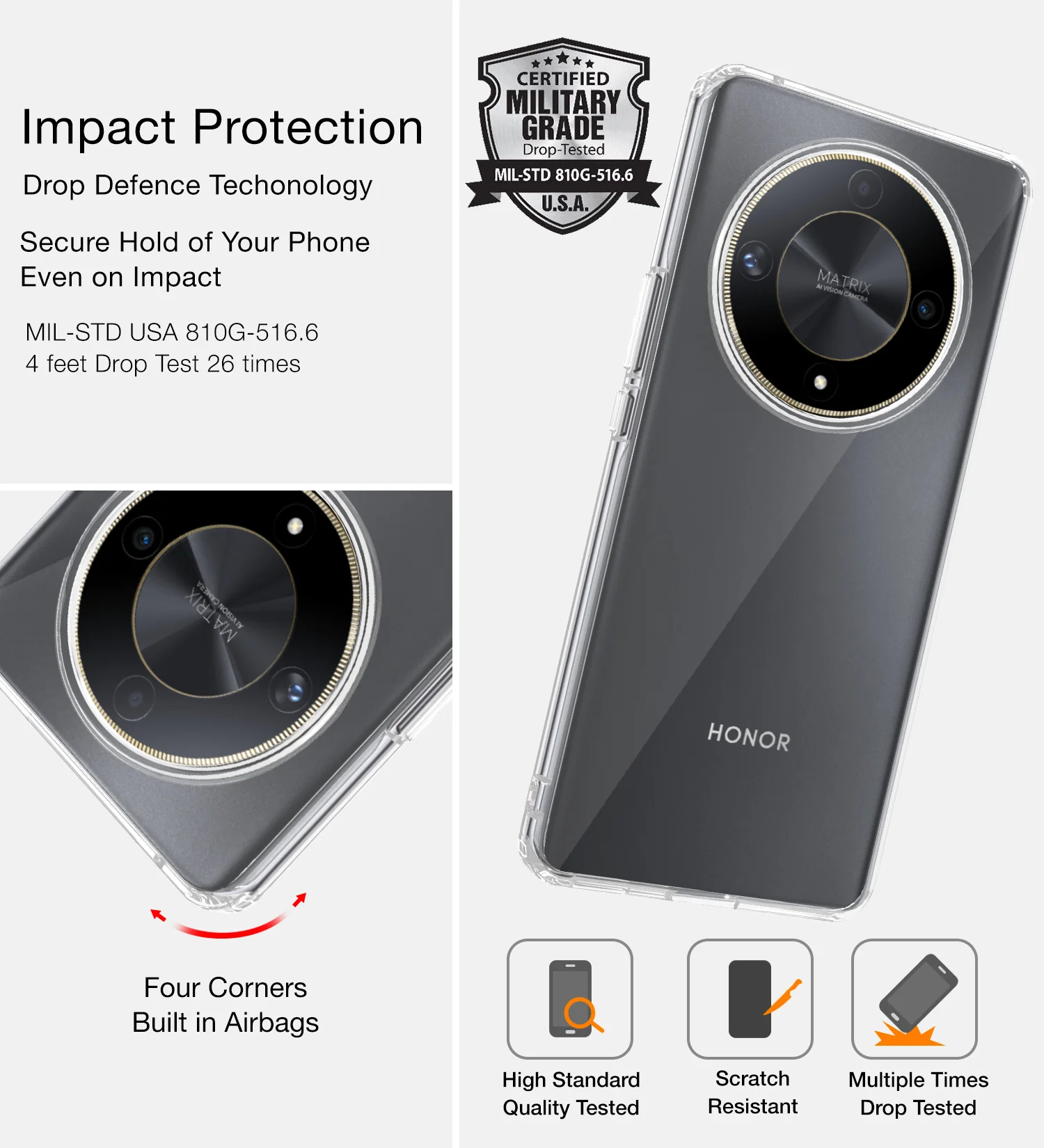 Honor X9b 5G (6.78 inch) Back Cover | Ice Crystal Series, Crystal Clear - Image 3