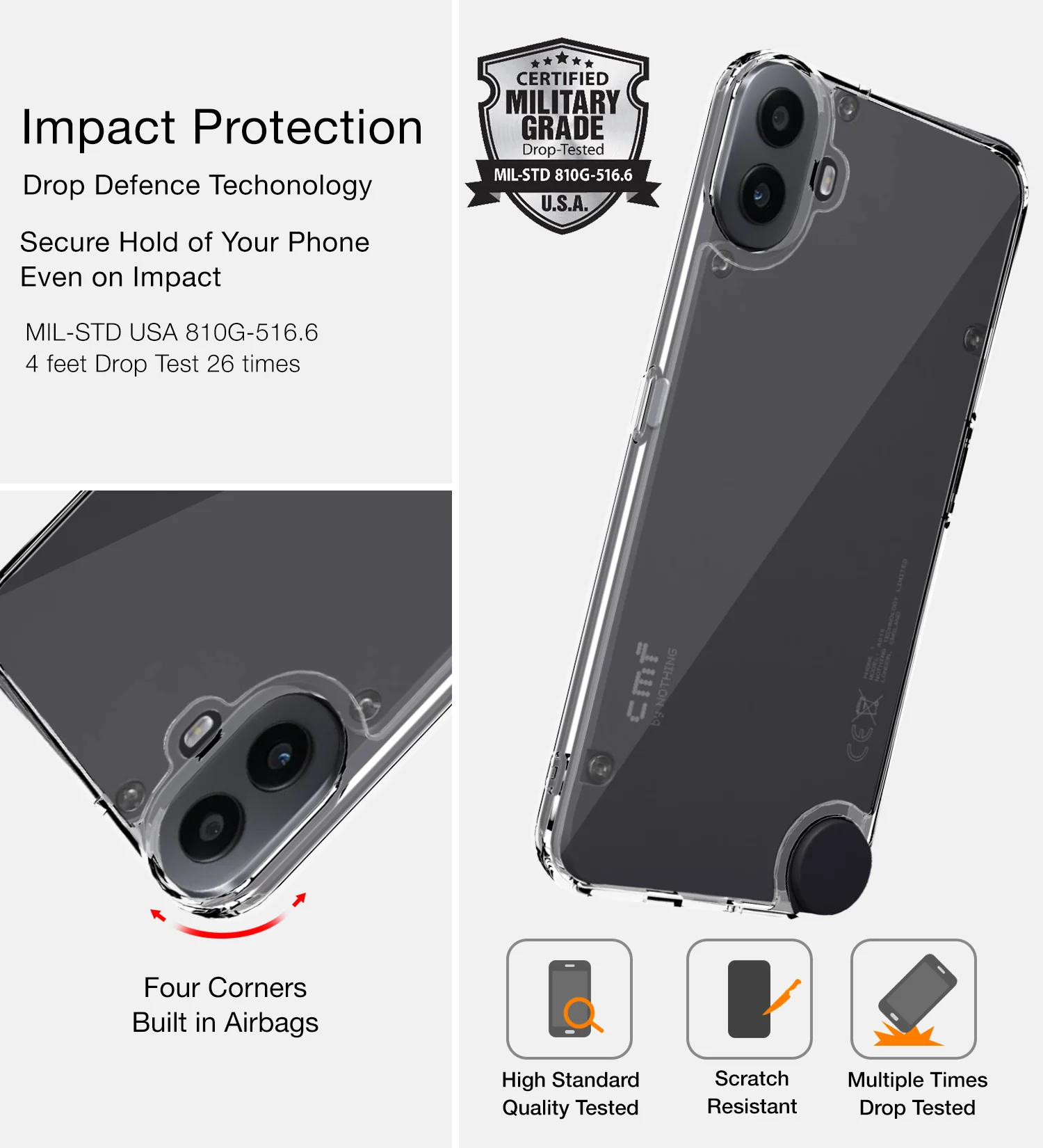 Nothing CMF Phone 1 5G (6.67 inch) Back Cover | Ice Crystal Series, Crystal Clear - Image 3