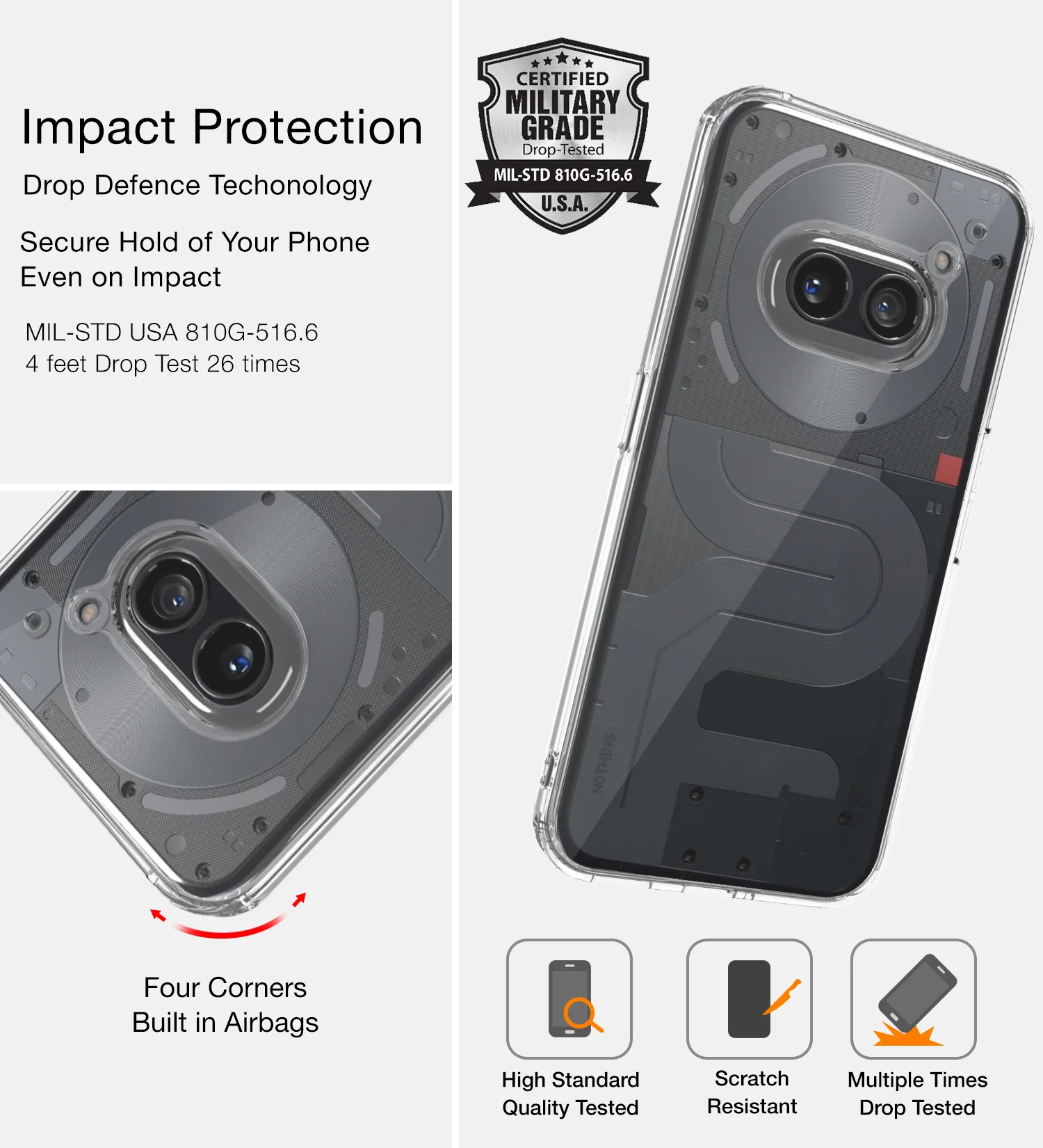 Nothing Phone (2a) Plus 5G, Nothing Phone (2a) 5G (6.7 inch) Back Cover | Ice Crystal Series, Crystal Clear - Image 4