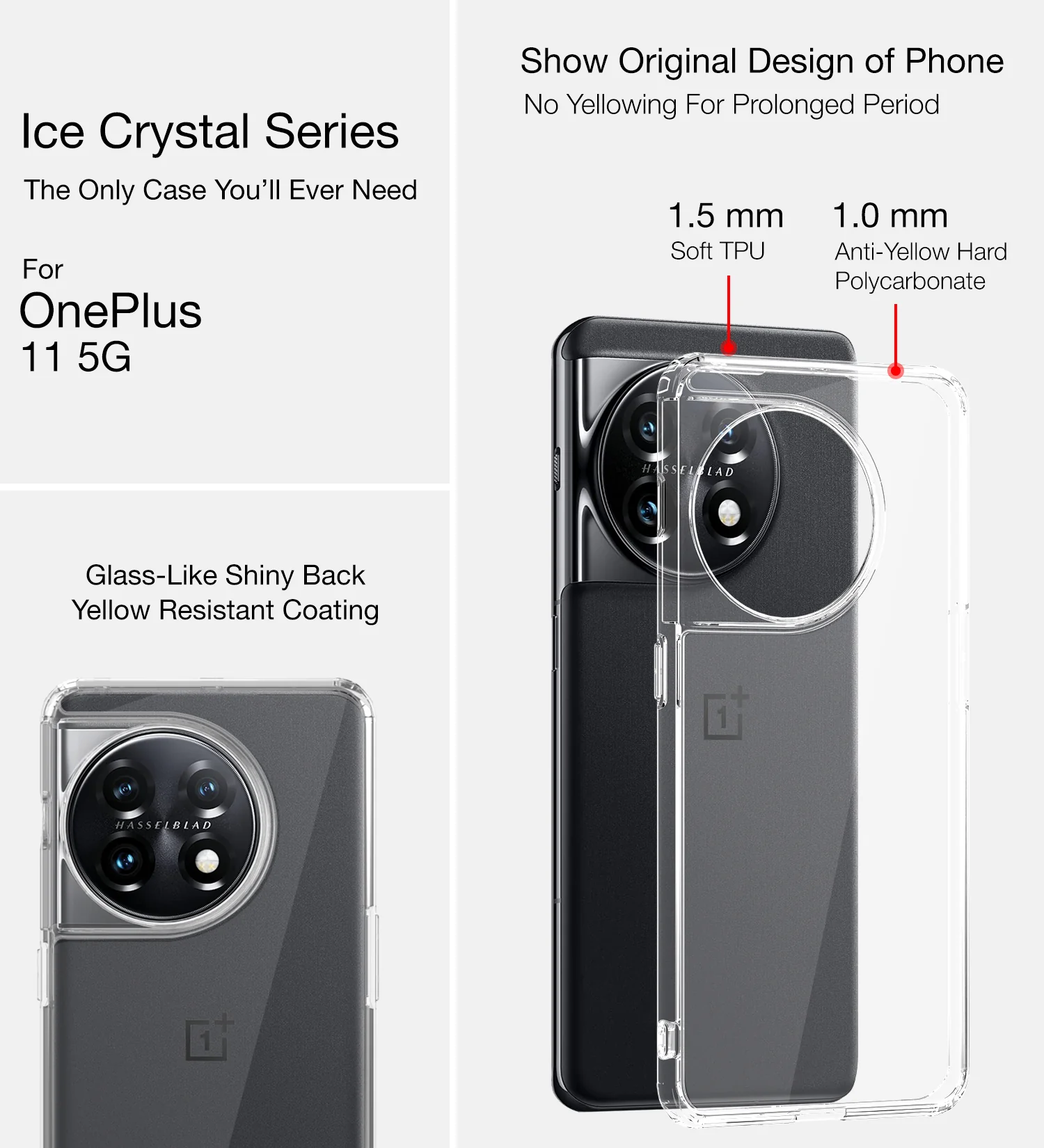 OnePlus 11 5G (6.7 inch) Back Cover | Ice Crystal Series, Crystal Clear - Image 3