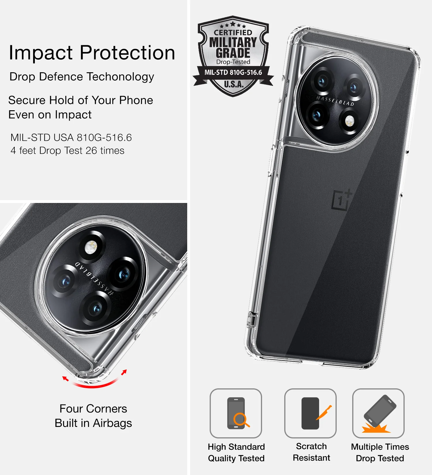 OnePlus 11 5G (6.7 inch) Back Cover | Ice Crystal Series, Crystal Clear - Image 4