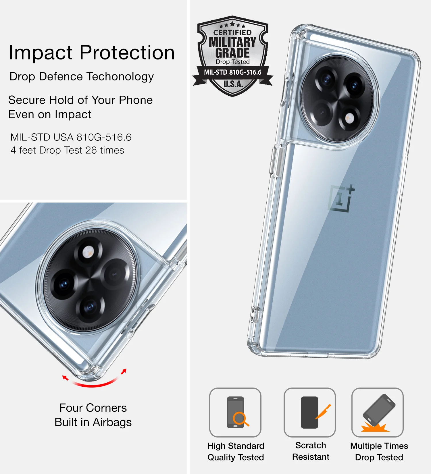 OnePlus 11R 5G (6.74 inch) Back Cover | Ice Crystal Series, Crystal Clear - Image 4