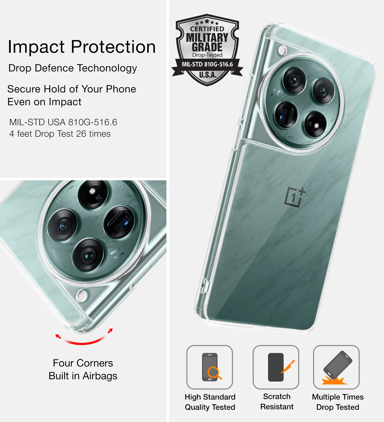 OnePlus 12 5G (6.82 inch) Back Cover | Ice Crystal Series, Crystal Clear - Image 4