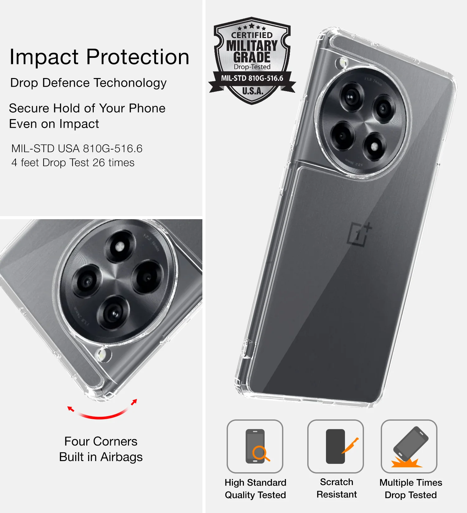 OnePlus 12R 5G (6.78 inch) Back Cover | Ice Crystal Series, Crystal Clear - Image 4