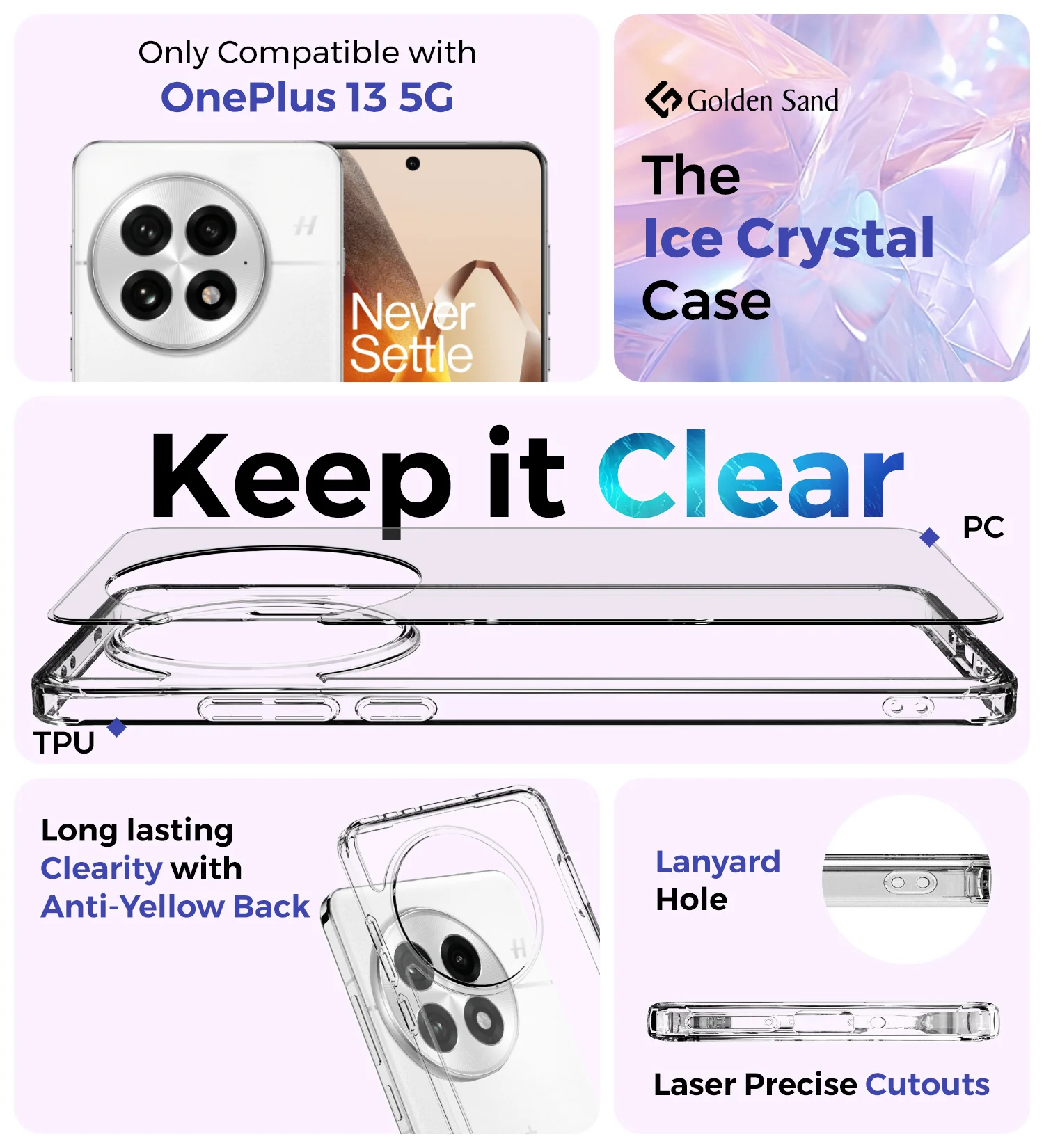 OnePlus 13 5G (6.82 inch) Back Cover | Ice Crystal Series, Crystal Clear - Image 2