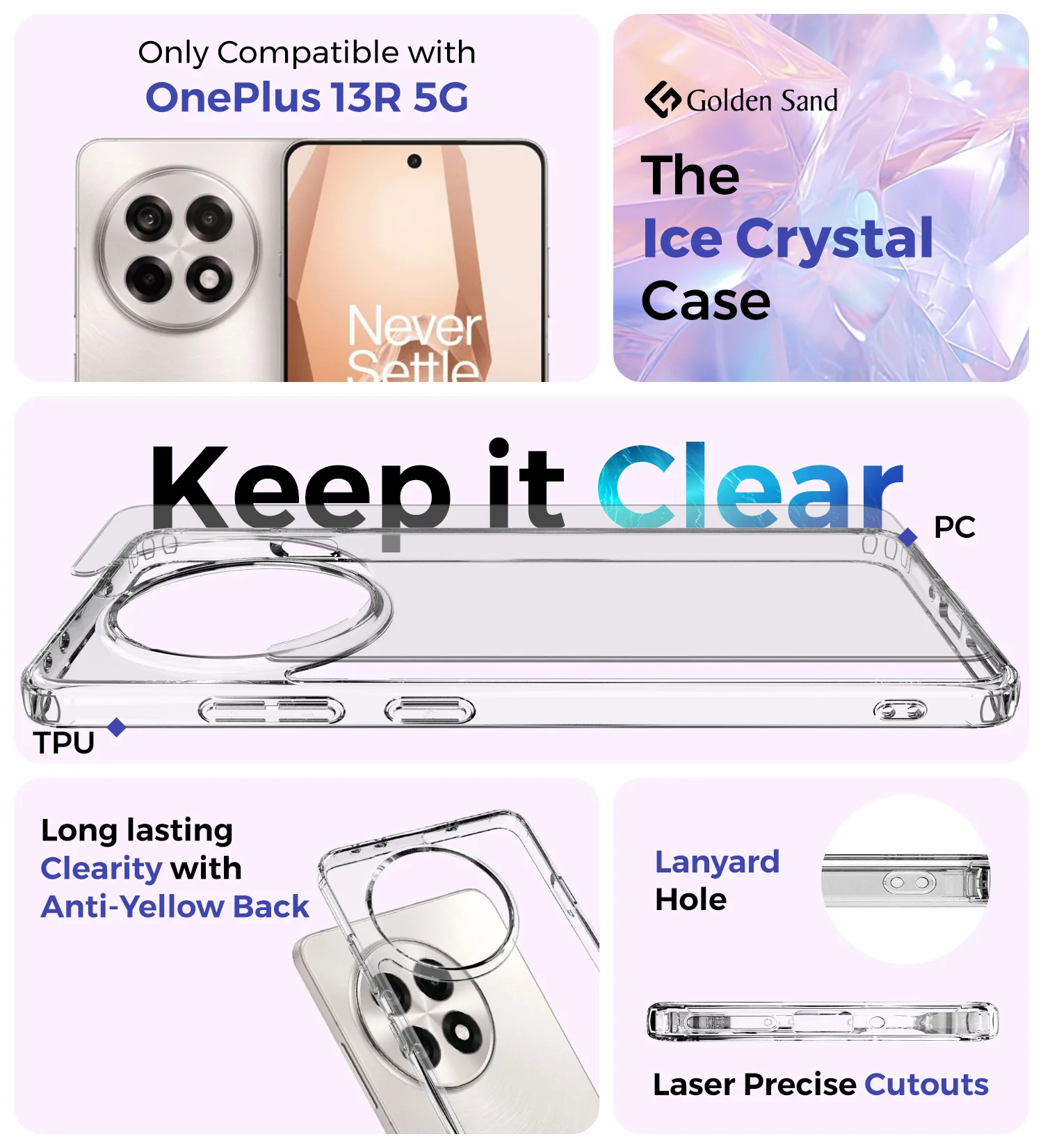 OnePlus 13R 5G (6.78 inch) Back Cover | Ice Crystal Series, Crystal Clear - Image 2