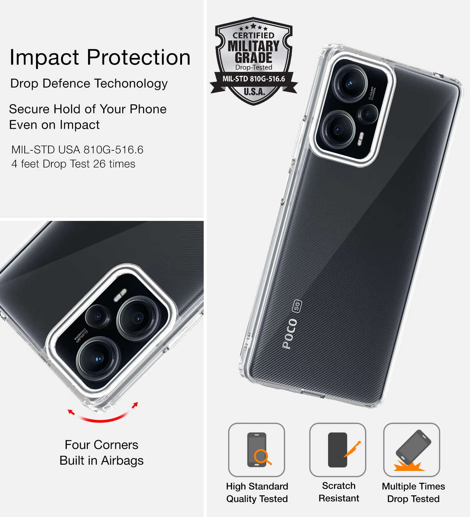 POCO F5 5G (6.67 inch) Back Cover | Ice Crystal Series, Crystal Clear - Image 3