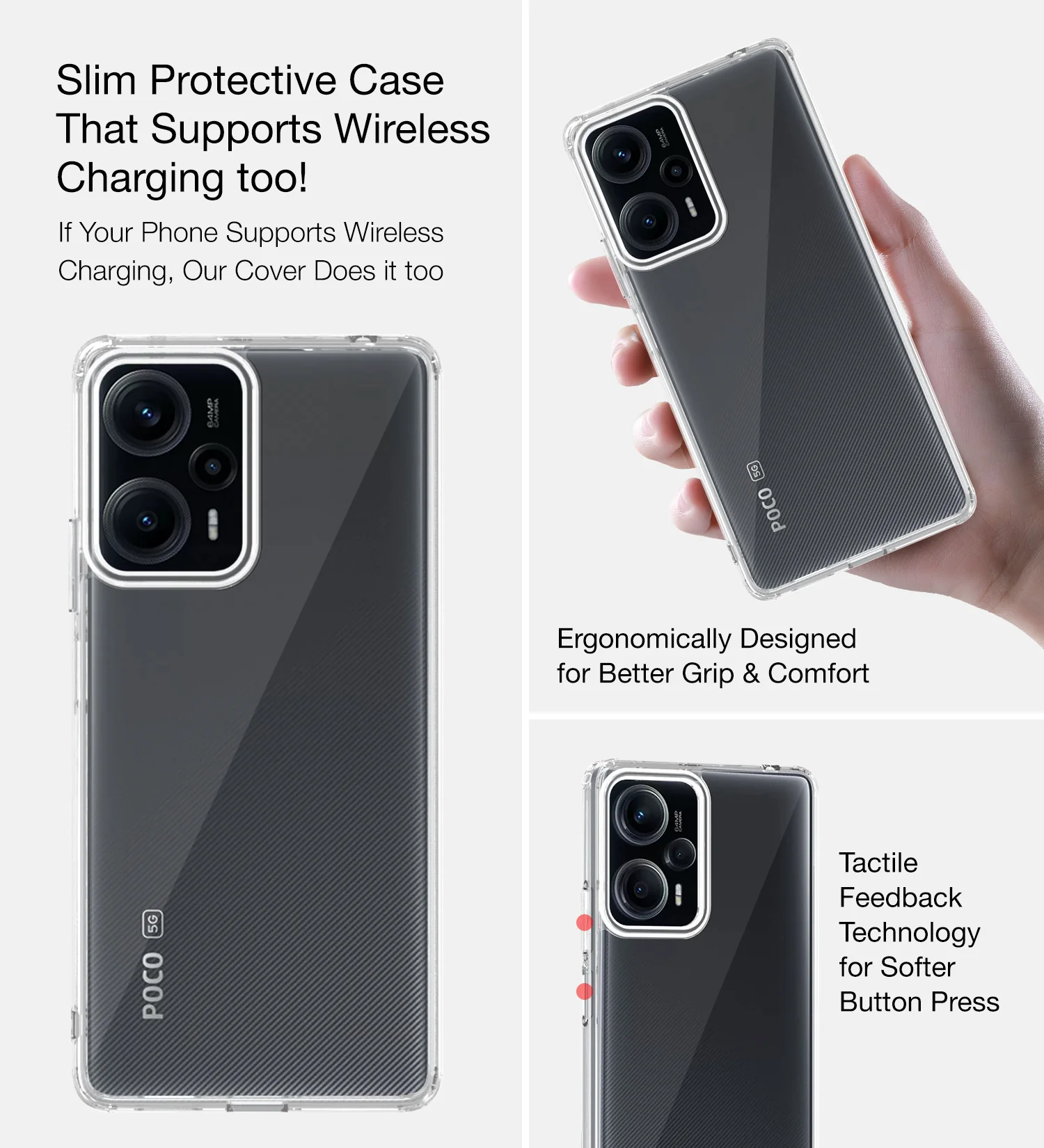 POCO F5 5G (6.67 inch) Back Cover | Ice Crystal Series, Crystal Clear - Image 5