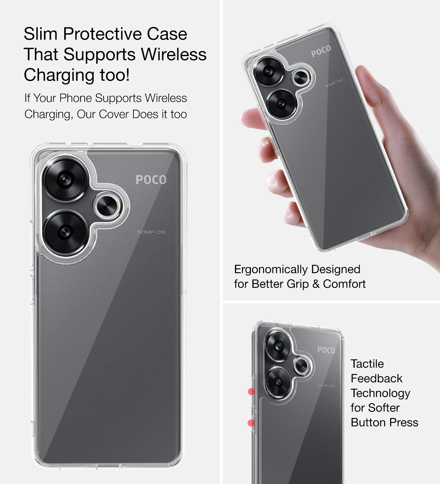 POCO F6 5G (6.67 inch) Back Cover | Ice Crystal Series, Crystal Clear - Image 5