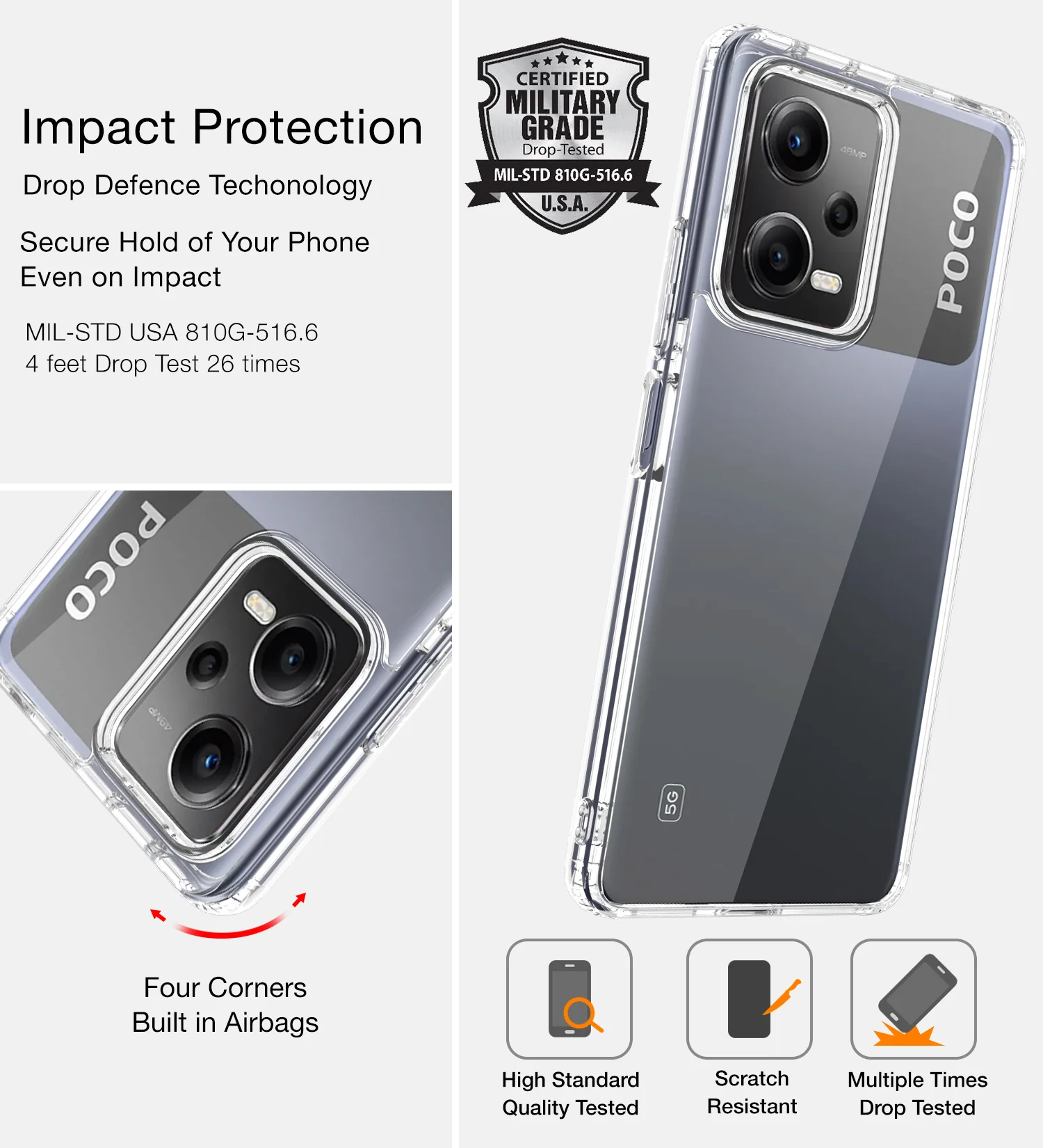 POCO X5 5G (6.67 inch) Back Cover | Ice Crystal Series, Crystal Clear - Image 3