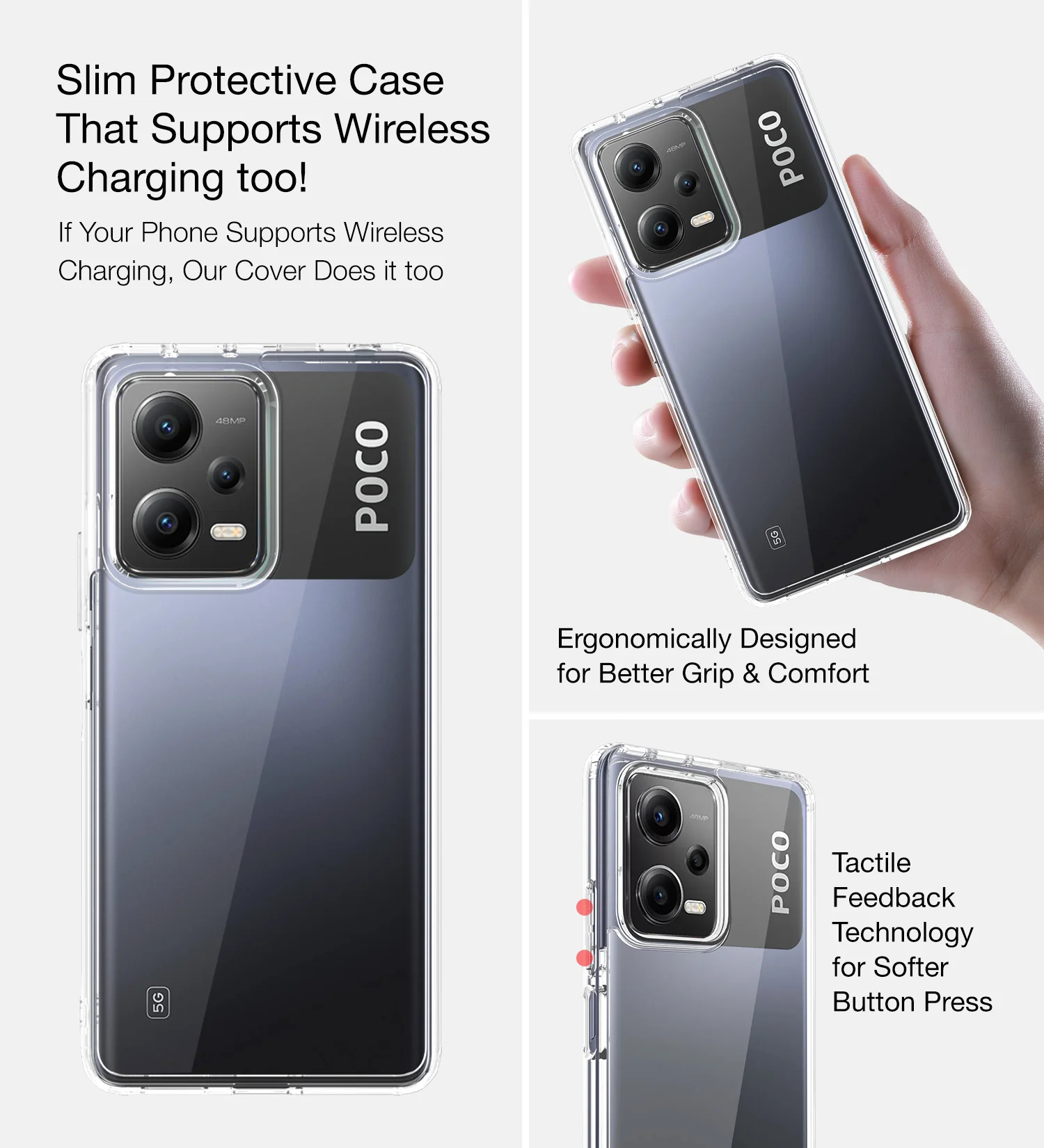 POCO X5 5G (6.67 inch) Back Cover | Ice Crystal Series, Crystal Clear - Image 5