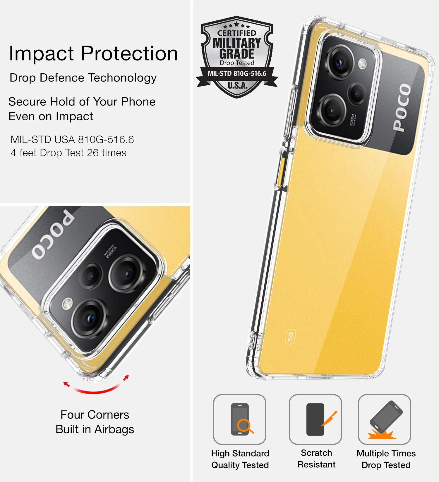 POCO X5 Pro 5G (6.67 inch) Back Cover | Ice Crystal Series, Crystal Clear - Image 3