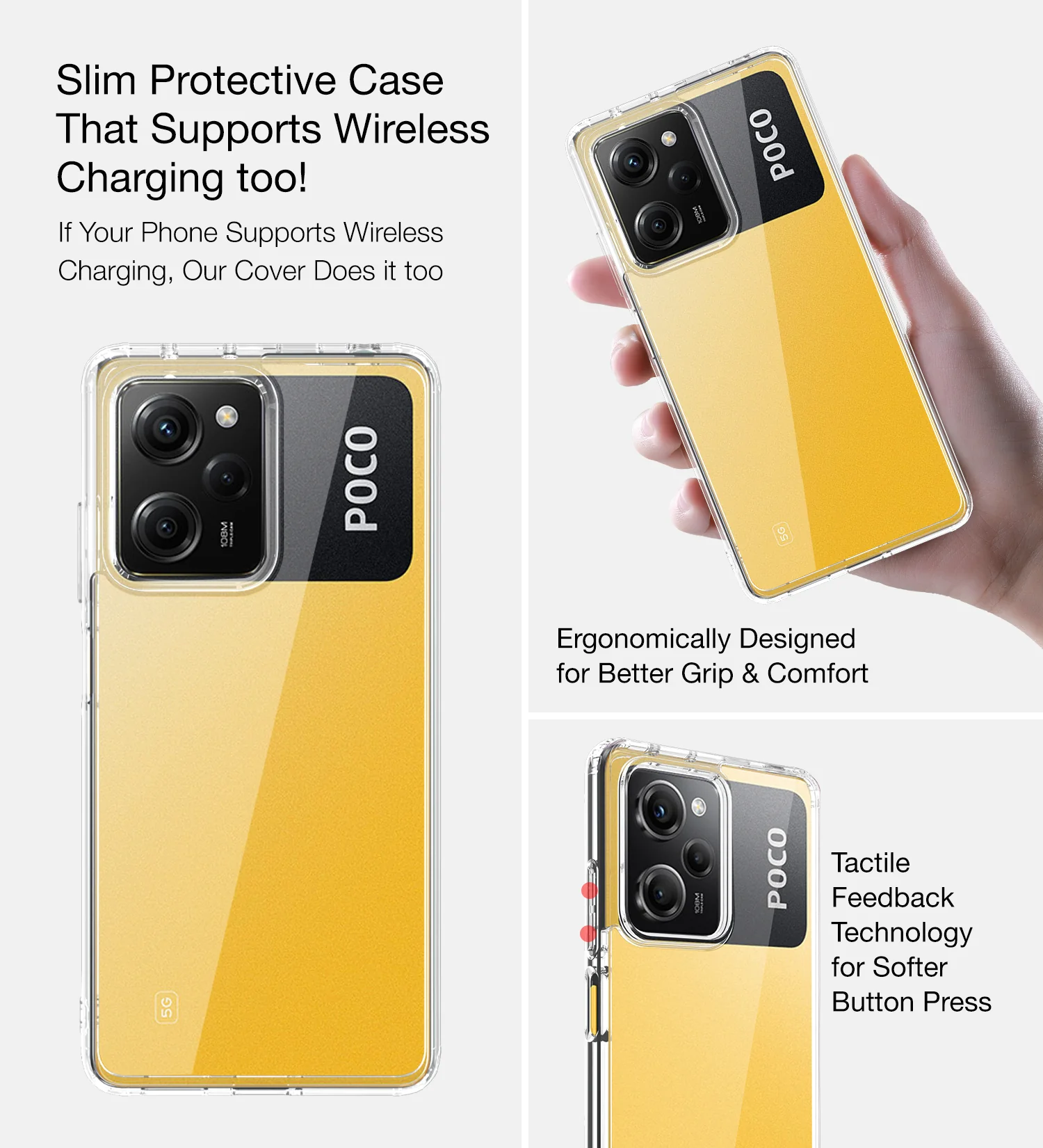 POCO X5 Pro 5G (6.67 inch) Back Cover | Ice Crystal Series, Crystal Clear - Image 5