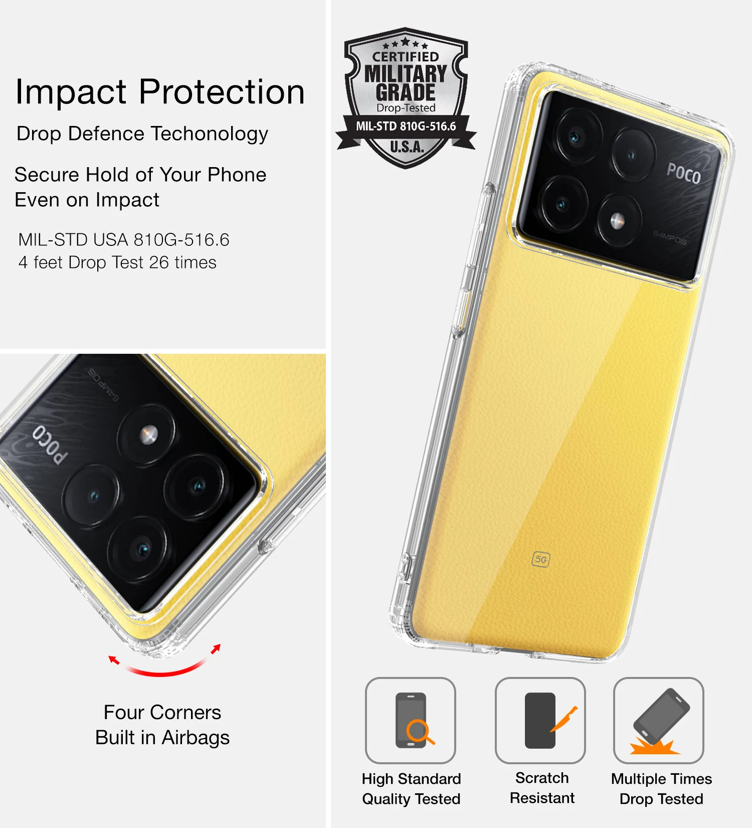Poco X6 Pro 5G (6.67 inch) Back Cover | Ice Crystal Series, Crystal Clear - Image 4