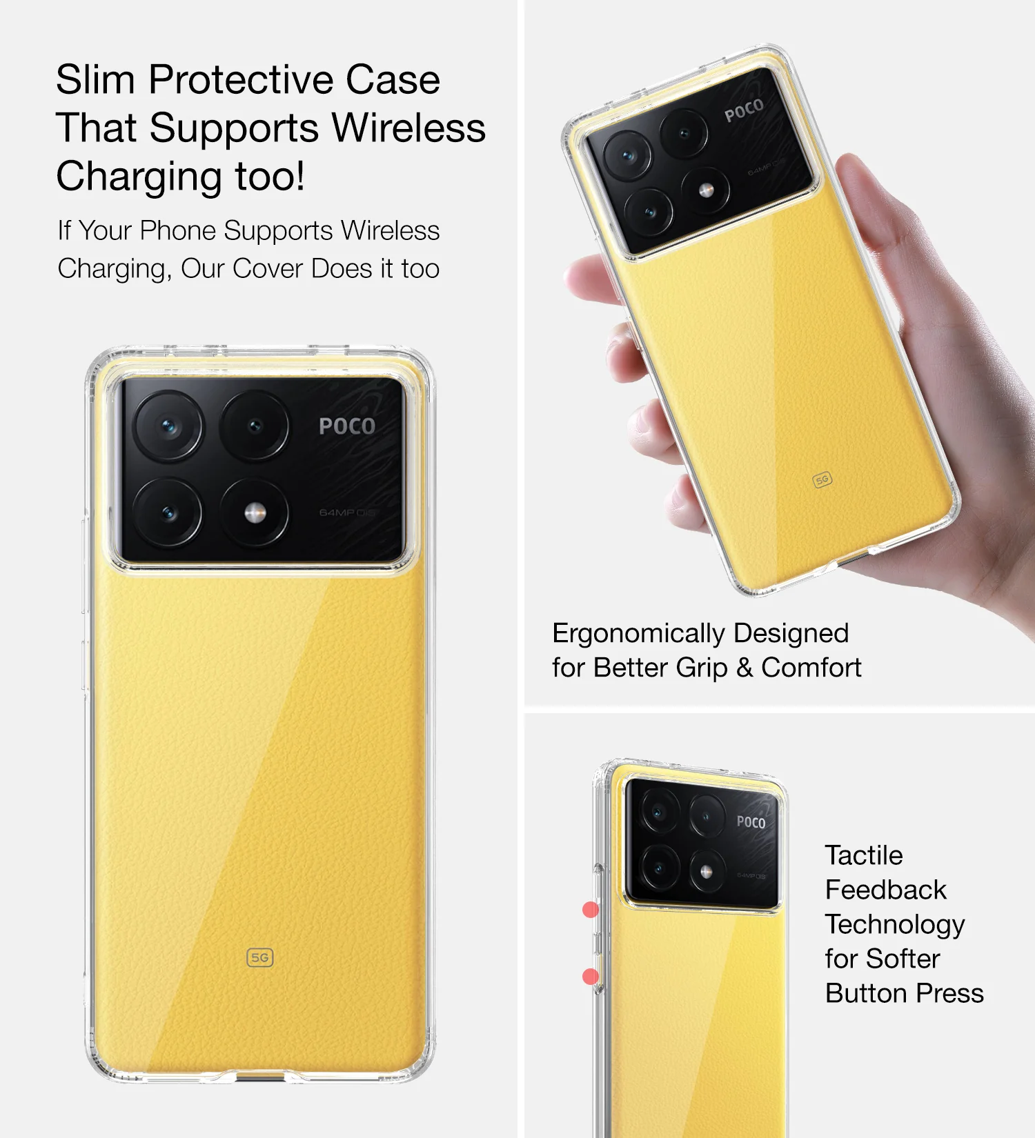 Poco X6 Pro 5G (6.67 inch) Back Cover | Ice Crystal Series, Crystal Clear - Image 6