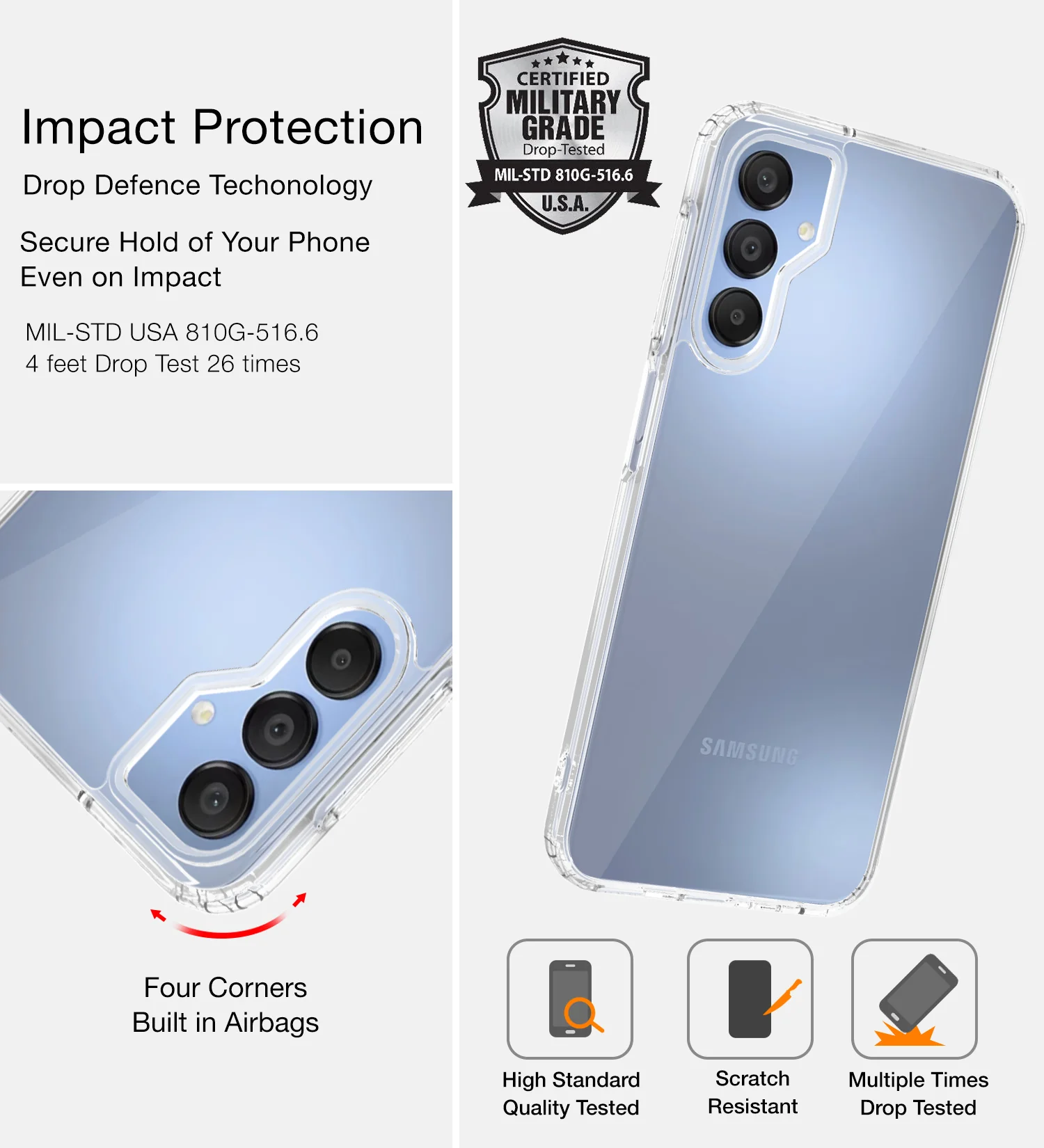 Samsung Galaxy A15 5G, Samsung Galaxy F15 5G (6.5 inch) Back Cover | Ice Crystal Series, Crystal Clear - Image 4