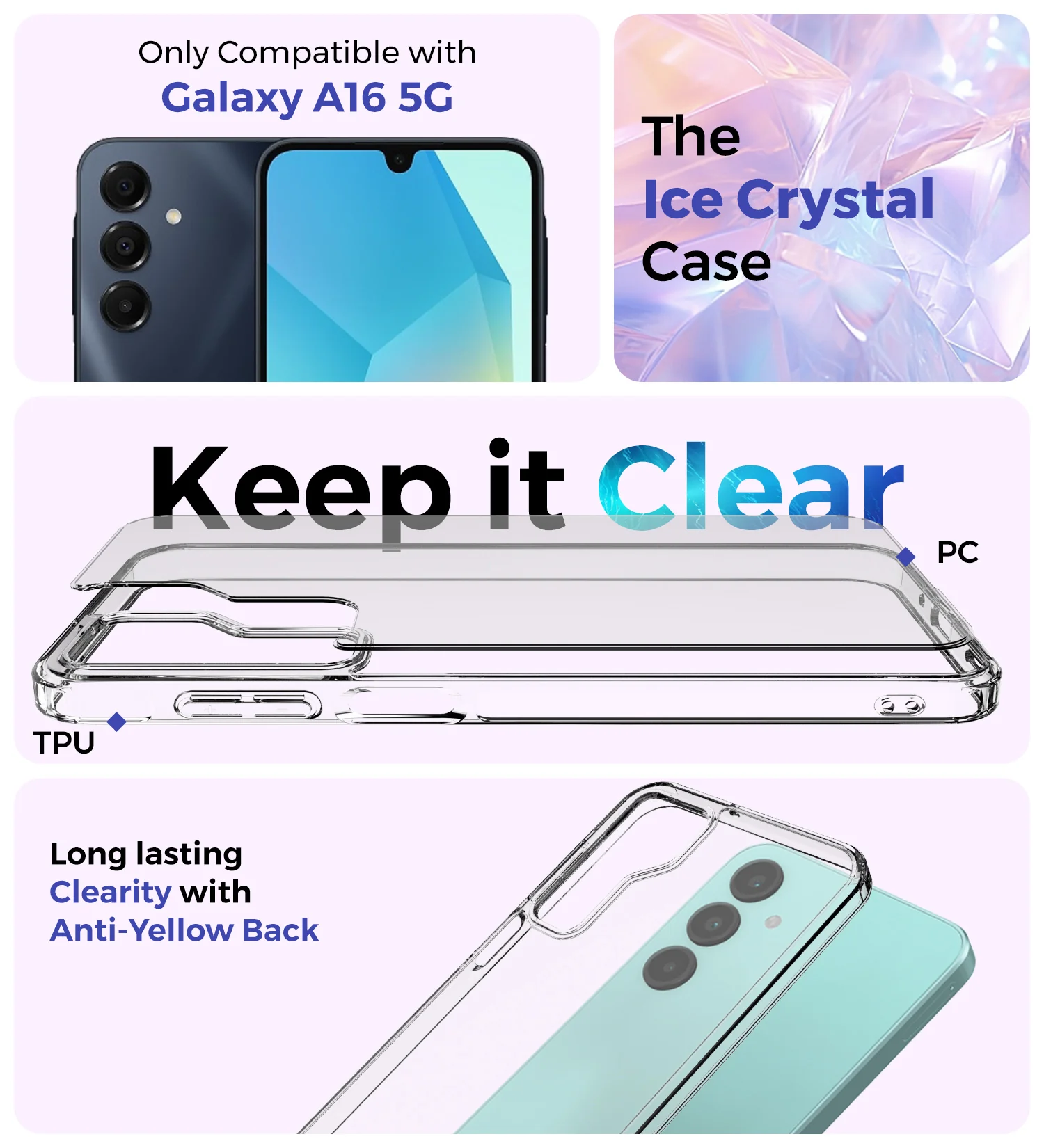 Samsung Galaxy A16 5G (6.7 inch) Back Cover | Ice Crystal Series, Crystal Clear - Image 2