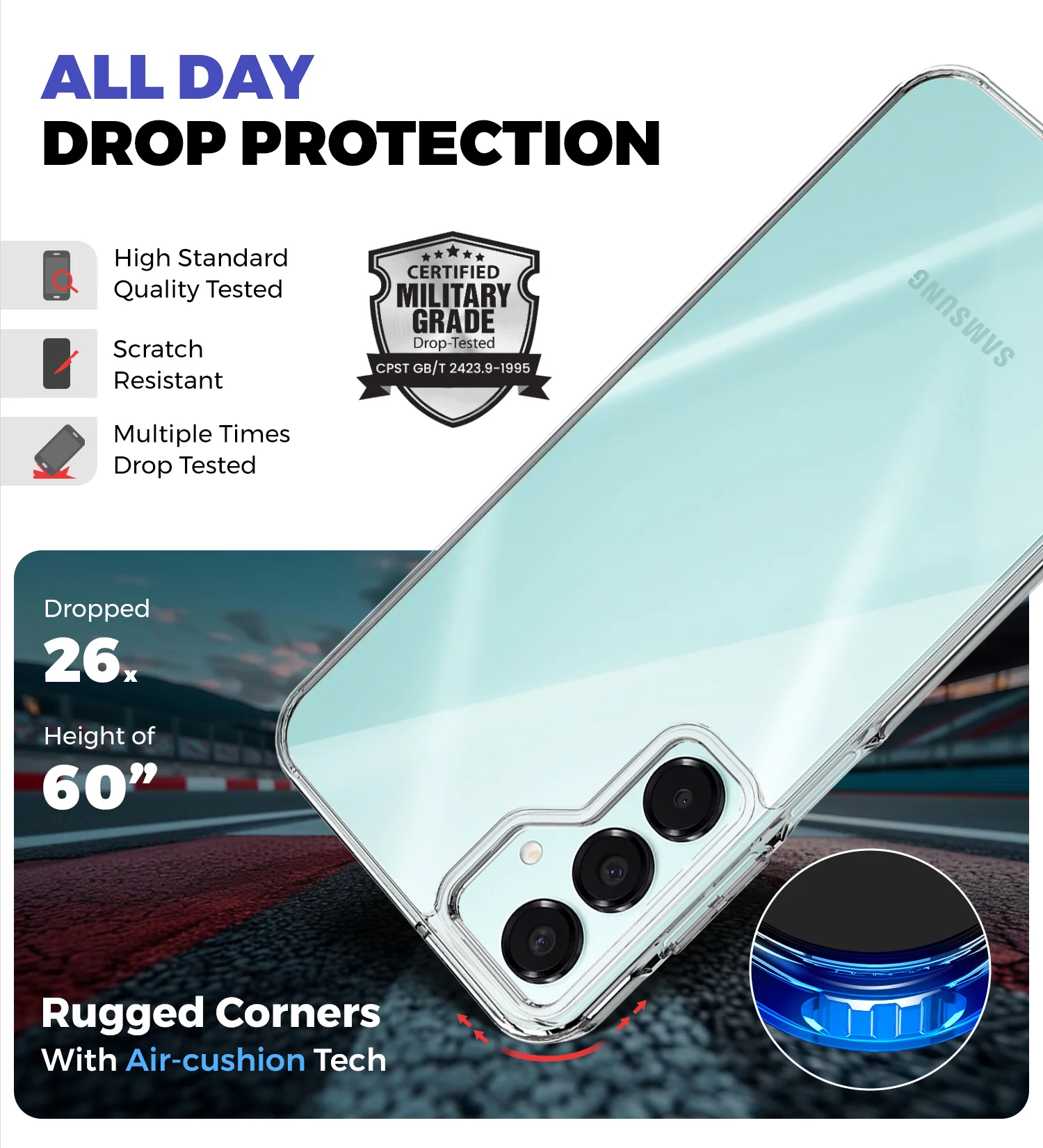 Samsung Galaxy A16 5G (6.7 inch) Back Cover | Ice Crystal Series, Crystal Clear - Image 4