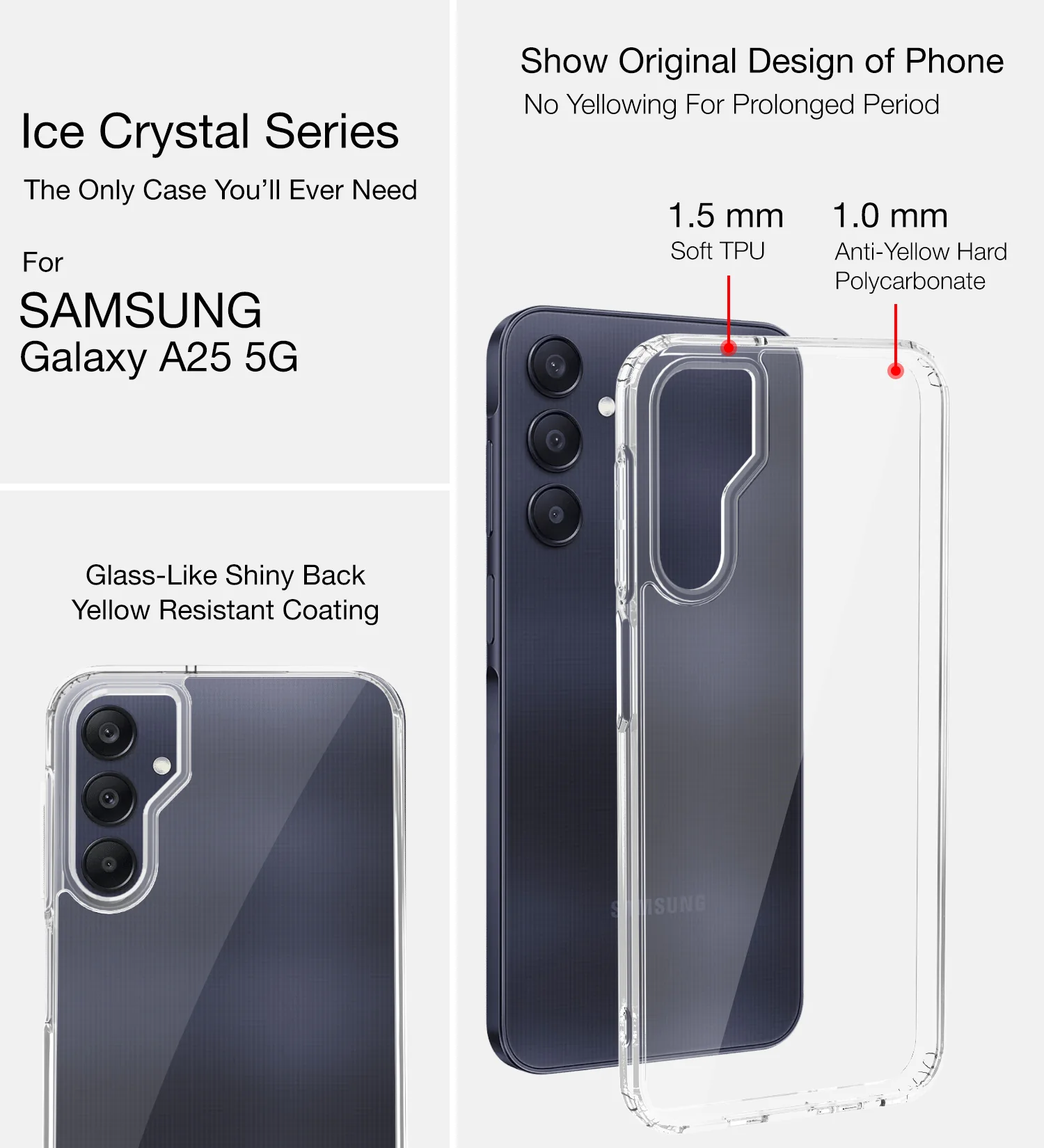 Samsung Galaxy A25 5G (6.5 inch) Back Cover | Ice Crystal Series, Crystal Clear - Image 3