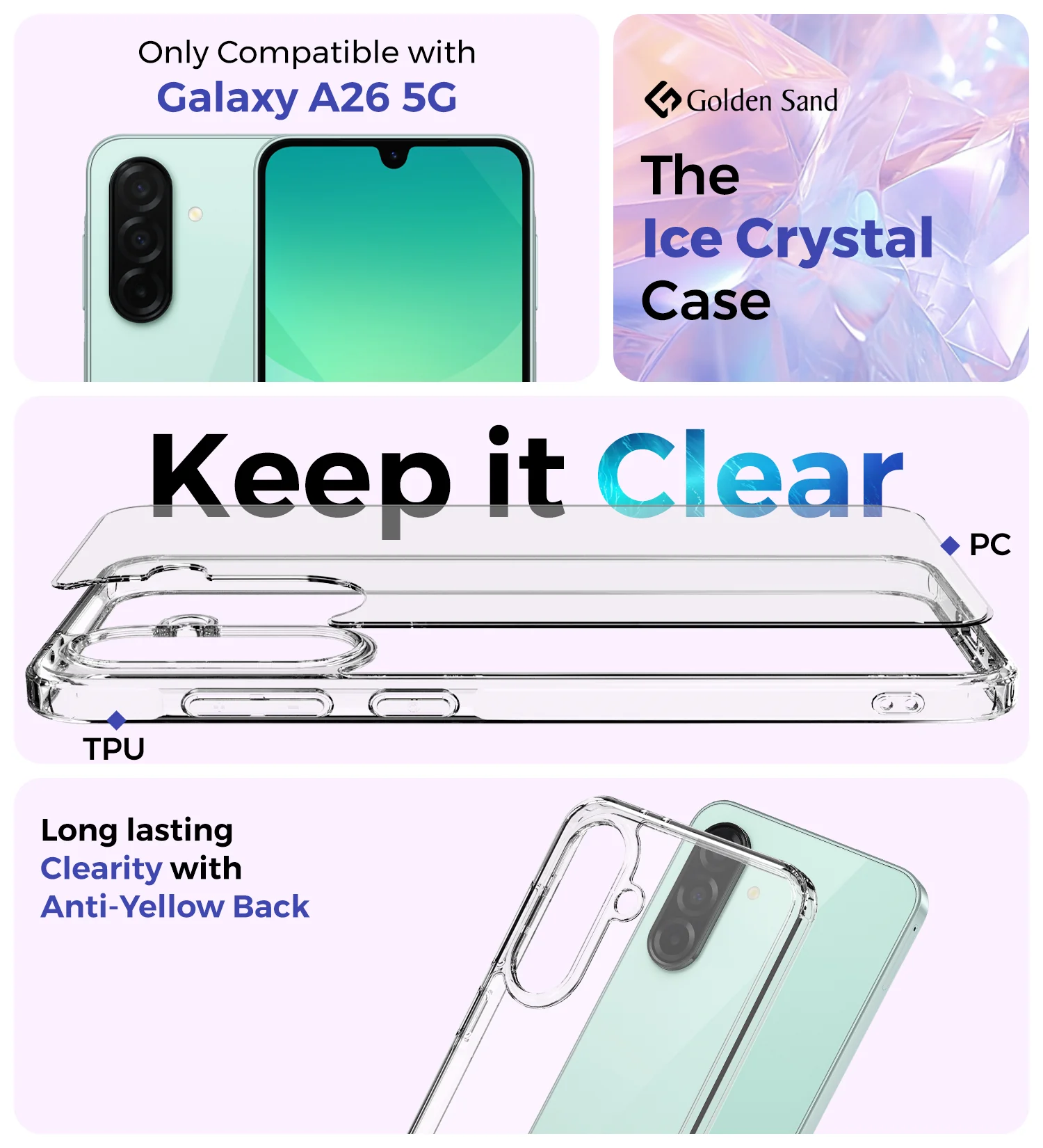 Samsung Galaxy A26 5G (6.7 inch) Back Cover | Ice Crystal Series, Crystal Clear - Image 2