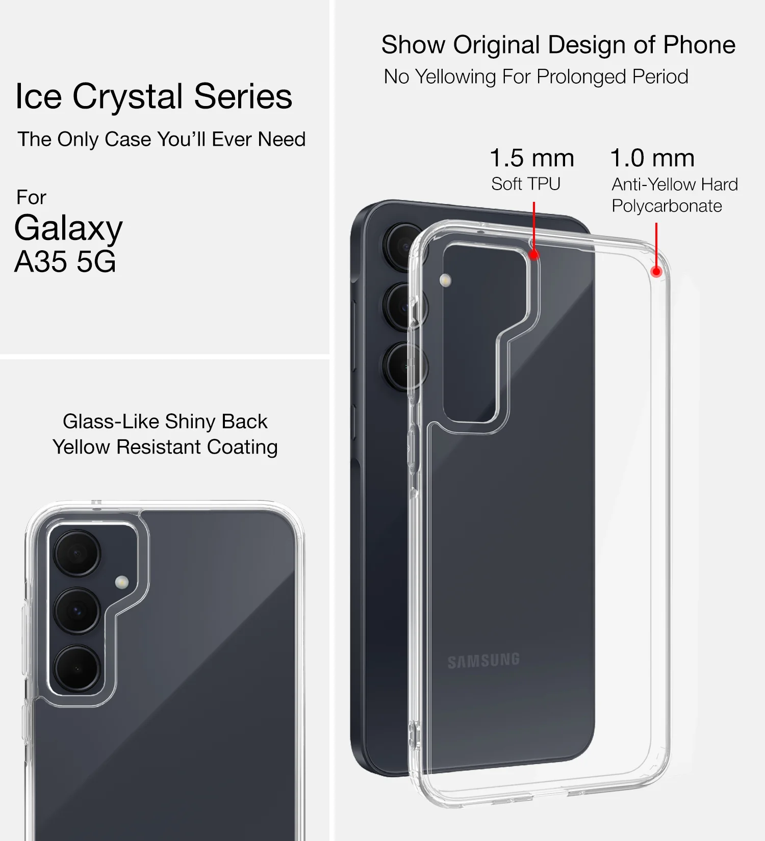 Samsung Galaxy A35 5G (6.6 inch) Back Cover | Ice Crystal Series, Crystal Clear - Image 2