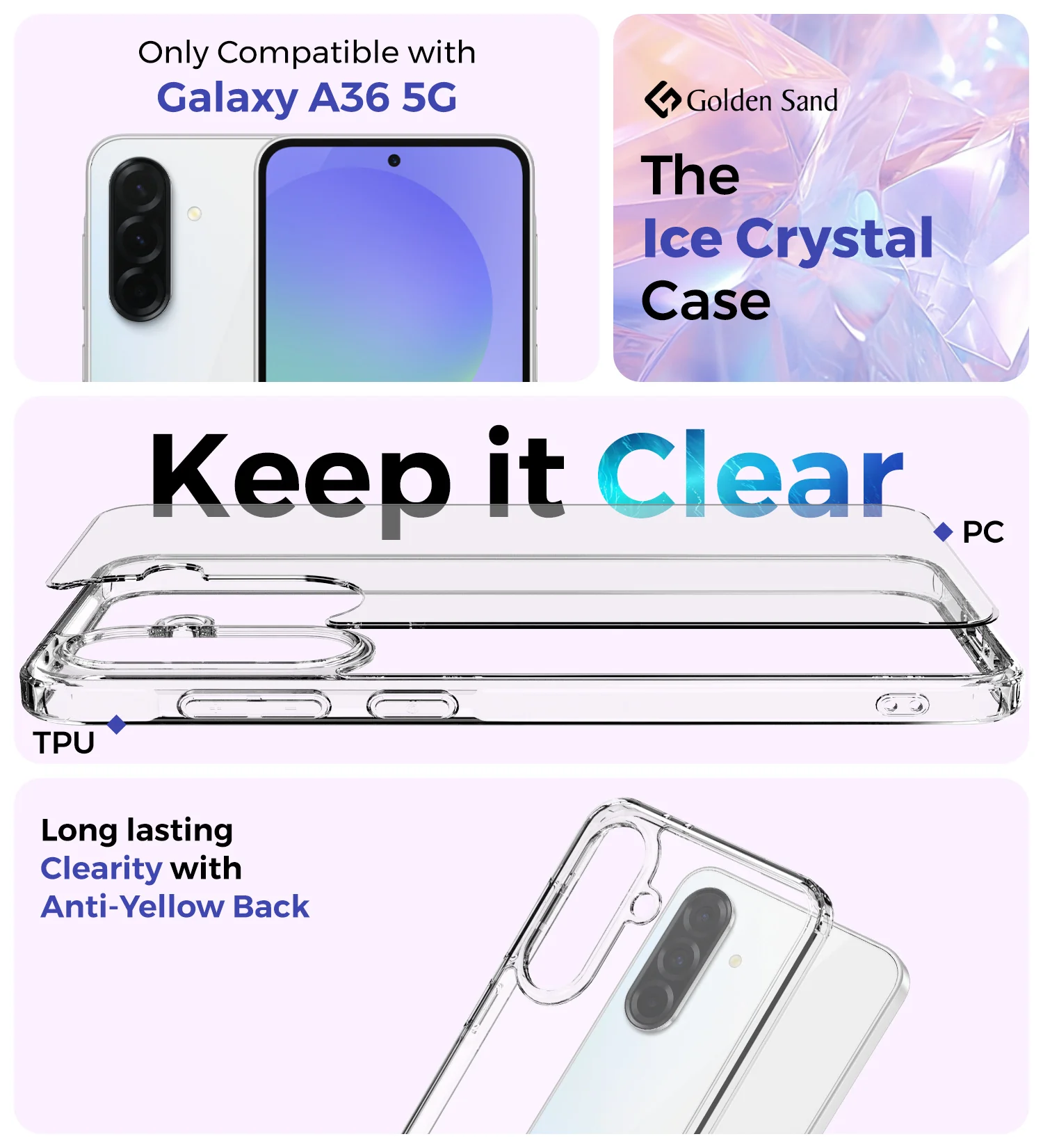Samsung Galaxy A36 5G (6.7 inch) Back Cover | Ice Crystal Series, Crystal Clear - Image 2