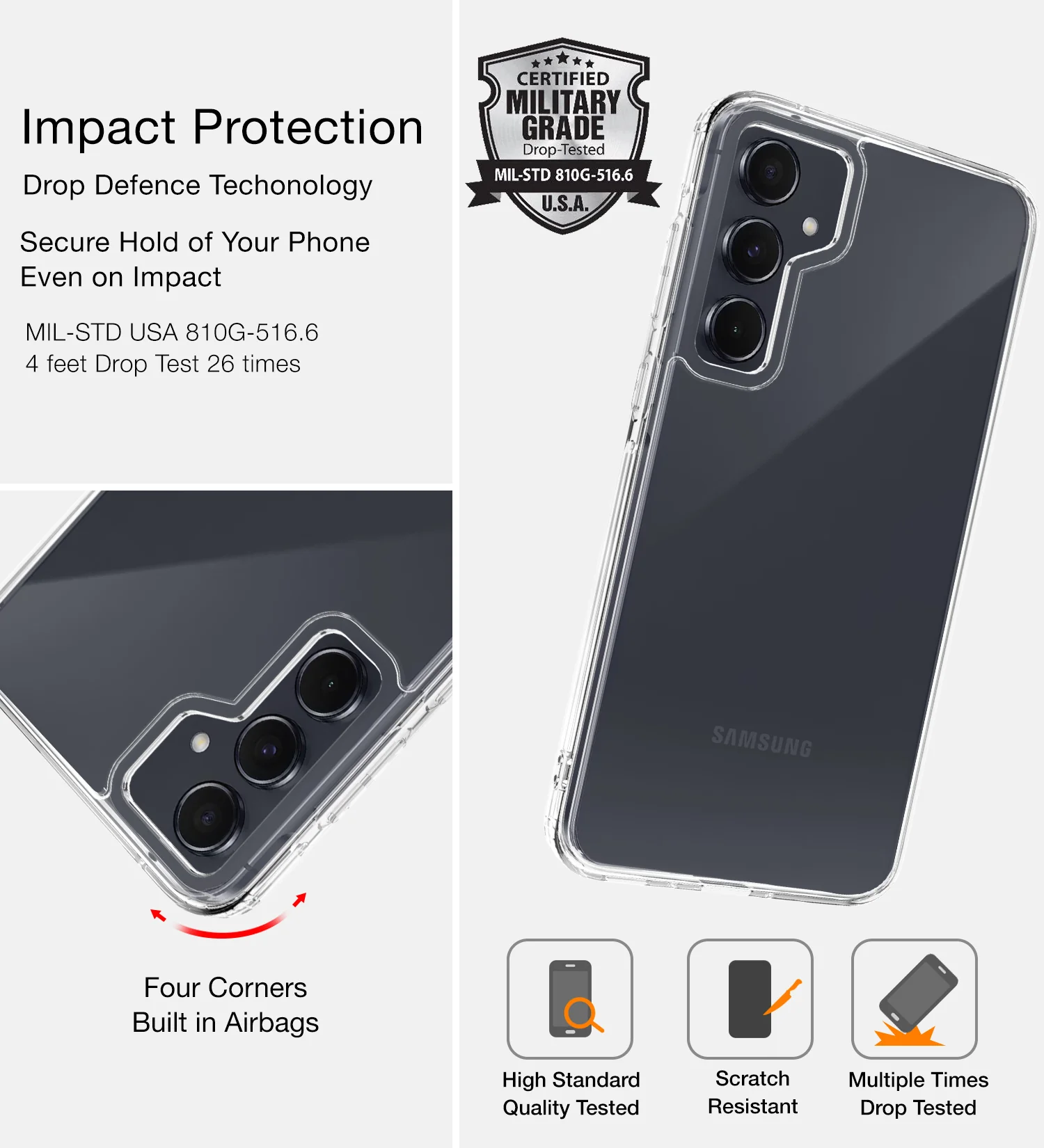 Samsung Galaxy A55 5G (6.6 inch) Back Cover | Ice Crystal Series, Crystal Clear - Image 3
