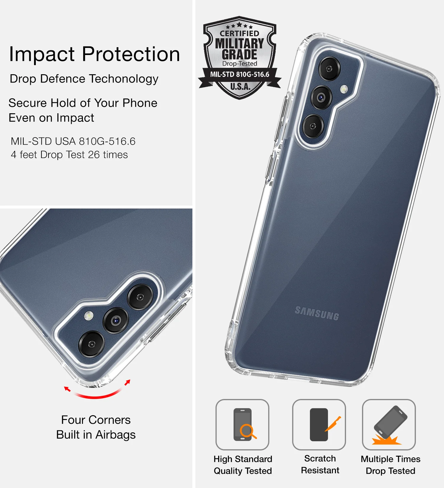 Samsung Galaxy M14 5G (6.6 inch) Back Cover | Ice Crystal Series, Crystal Clear - Image 3