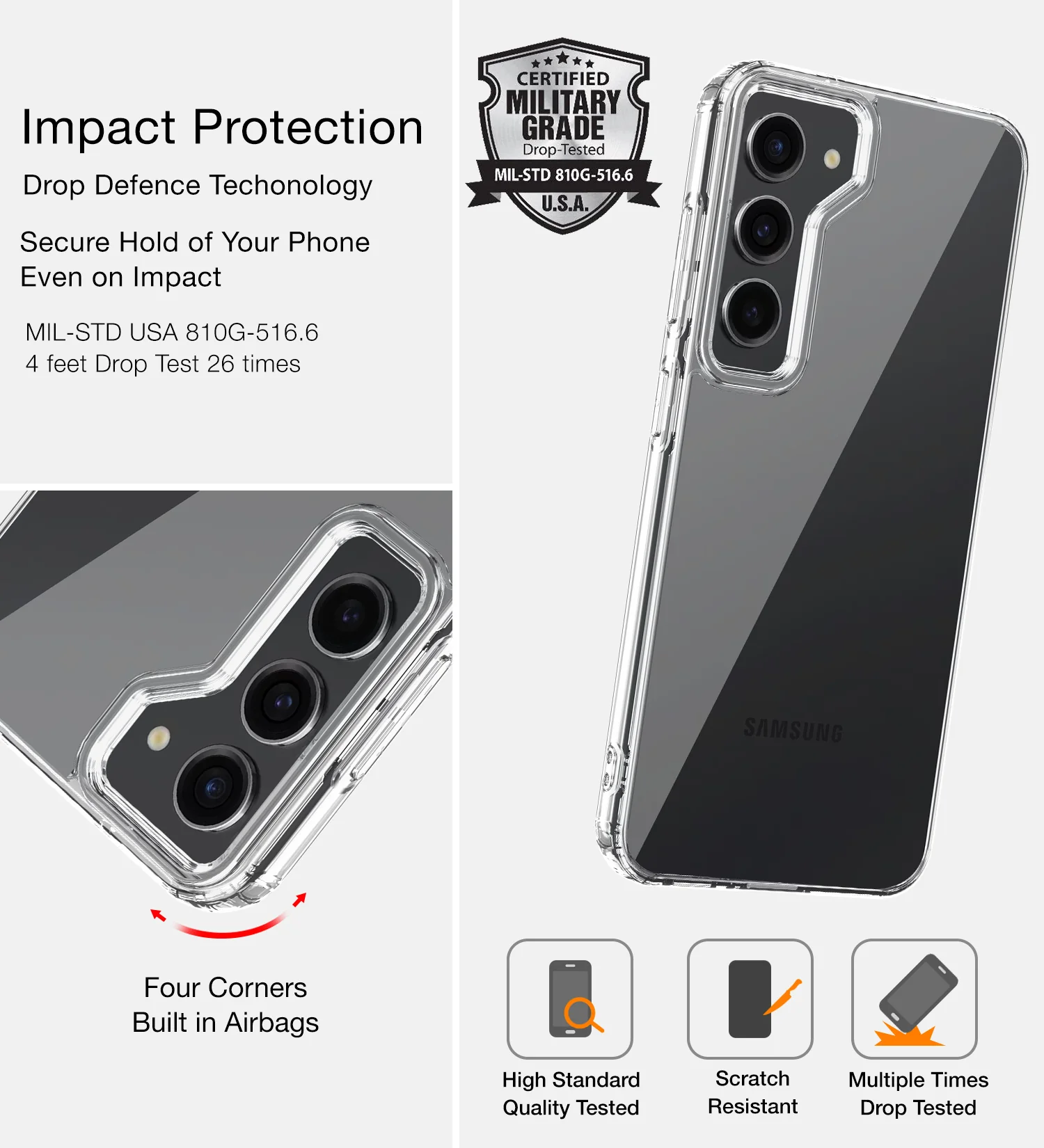 Samsung Galaxy S23 5G (6.1 inch) Back Cover | Ice Crystal Series, Crystal Clear - Image 3