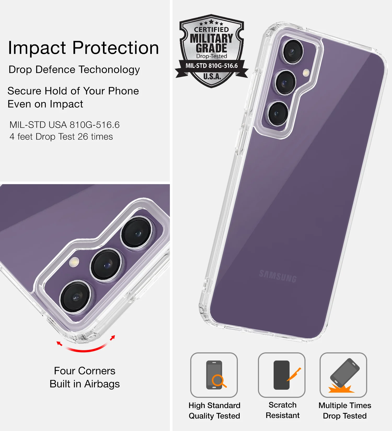 Samsung Galaxy S23 FE 5G (6.4 inch) Back Cover | Ice Crystal Series, Crystal Clear - Image 3