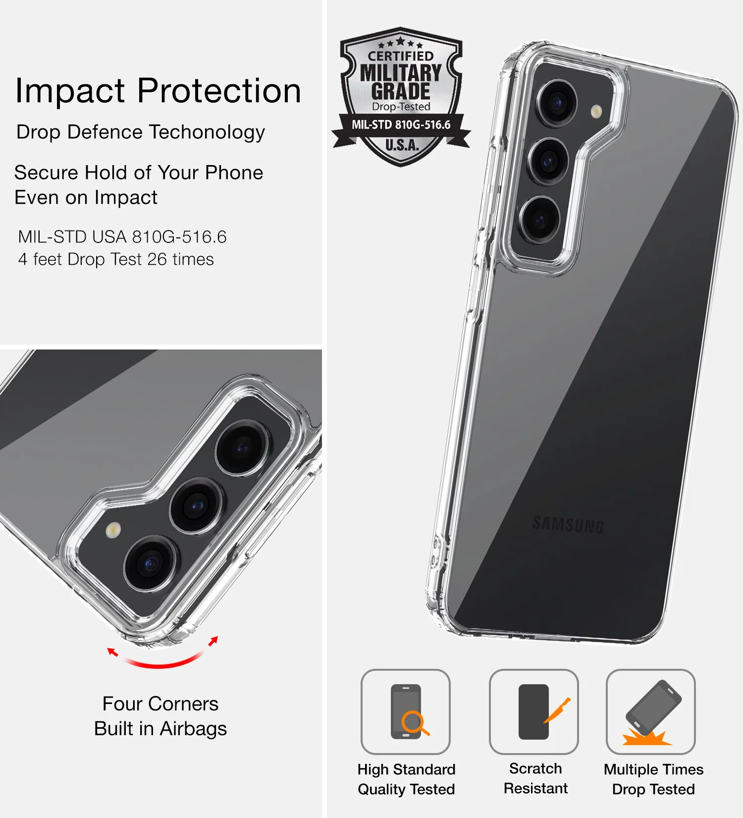 Samsung Galaxy S23+ Plus 5G (6.6 inch) Back Cover | Ice Crystal Series, Crystal Clear - Image 3
