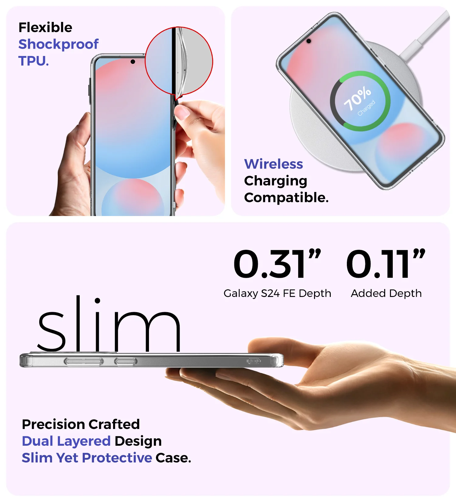 Samsung Galaxy S24 FE 5G (6.7 inch) Back Cover | Ice Crystal Series, Crystal Clear - Image 5