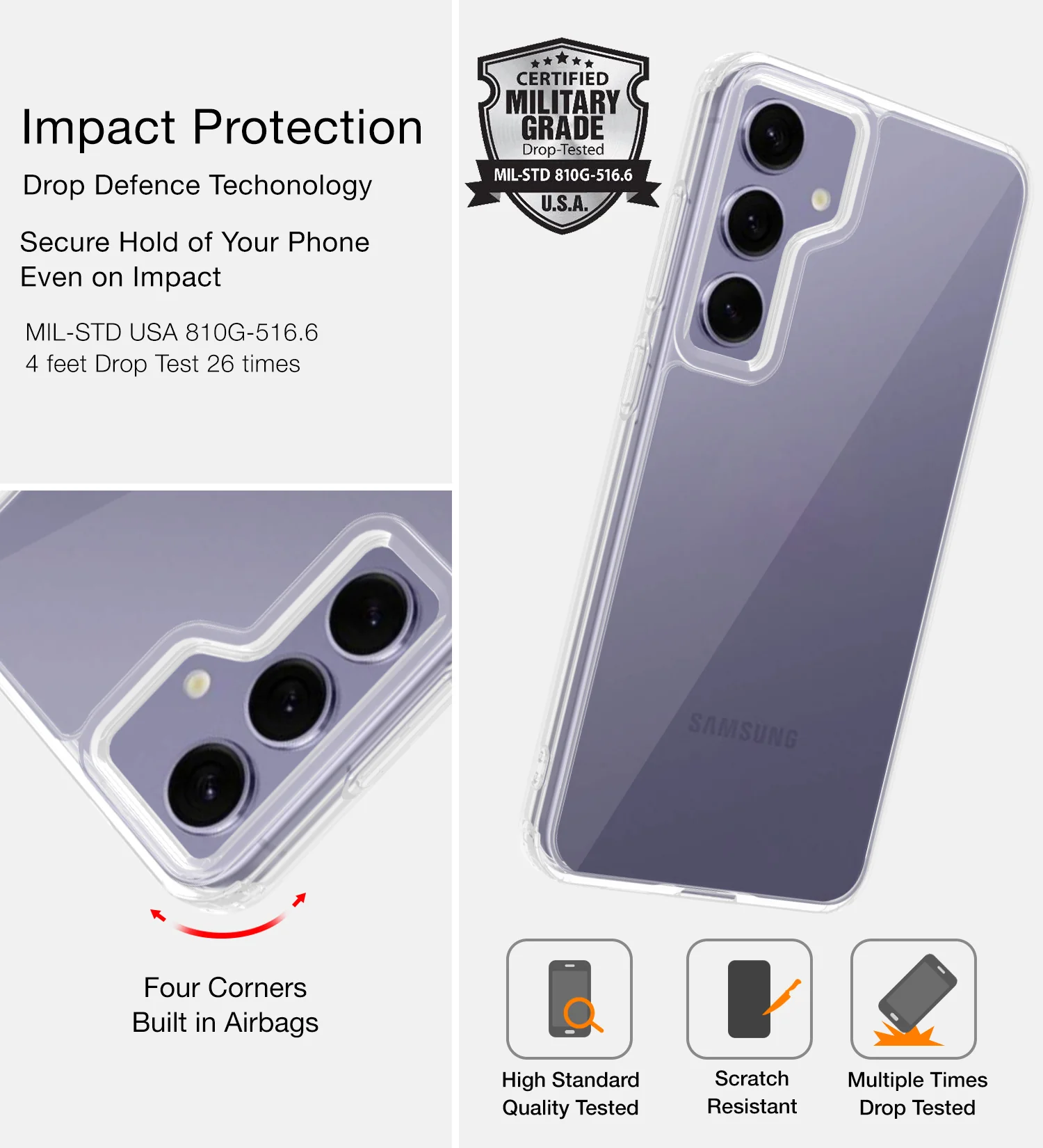 Samsung Galaxy S24+ Plus 5G (6.7 inch) Back Cover | Ice Crystal Series, Crystal Clear - Image 4