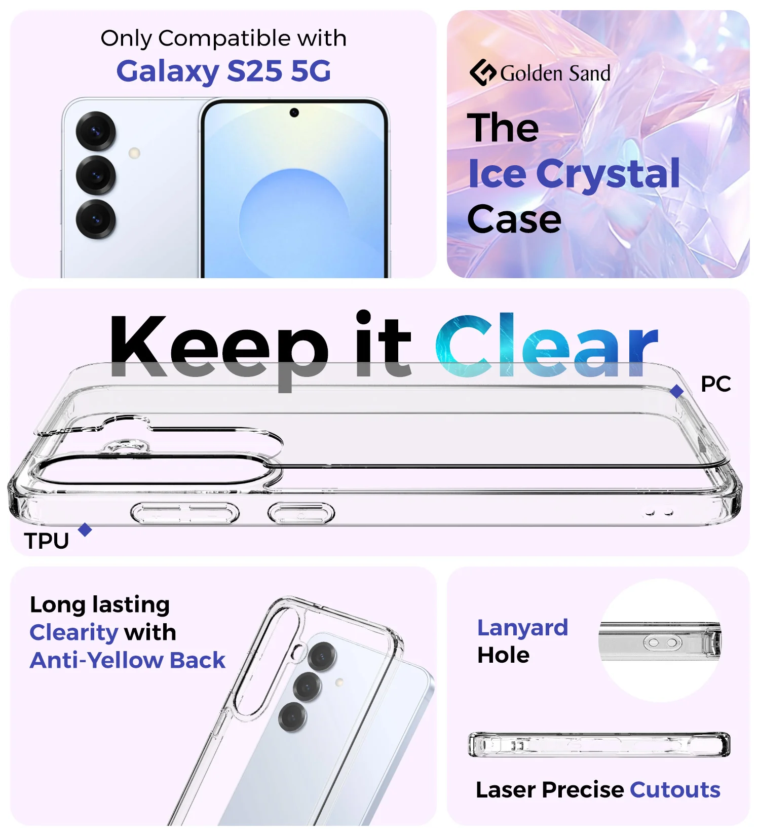 Samsung Galaxy S25 5G (6.2 inch) Back Cover | Ice Crystal Series, Crystal Clear - Image 3