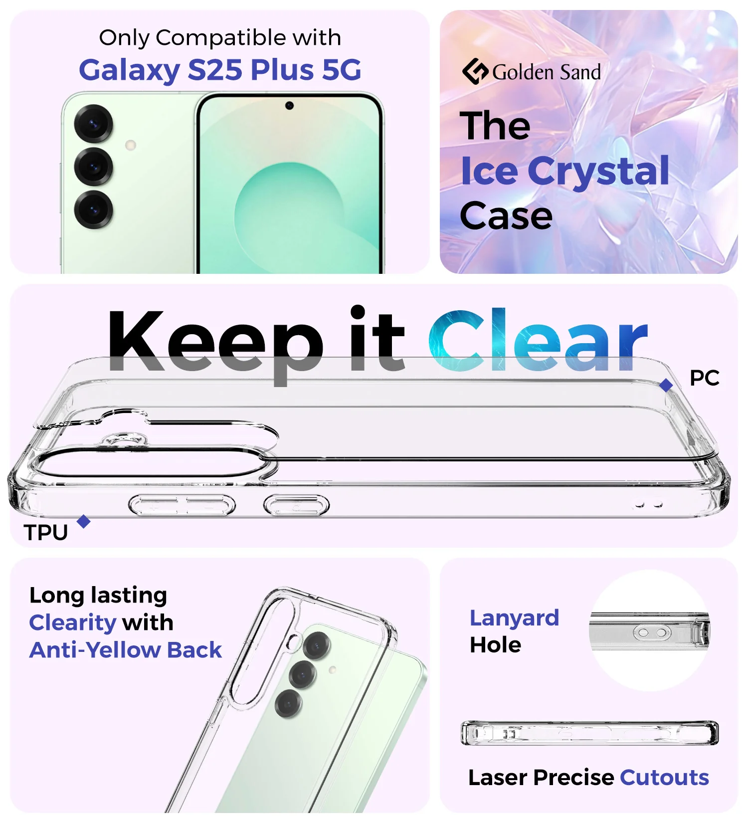 Samsung Galaxy S25 Plus 5G (6.7 inch) Back Cover | Ice Crystal Series, Crystal Clear - Image 3
