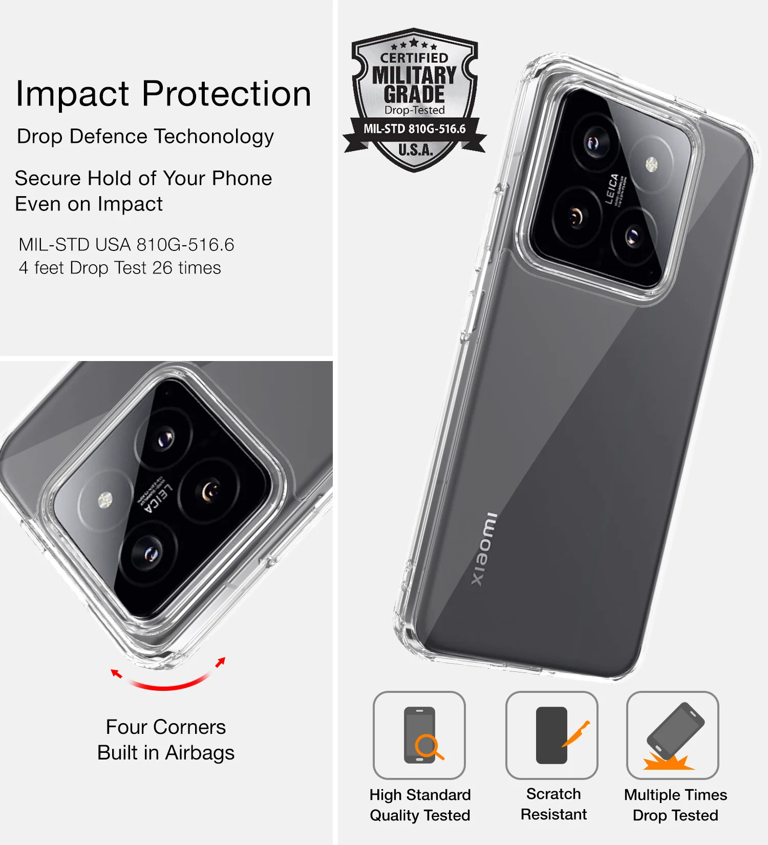 Xiaomi 14 5G (6.36 inch) Back Cover | Ice Crystal Series, Crystal Clear - Image 3