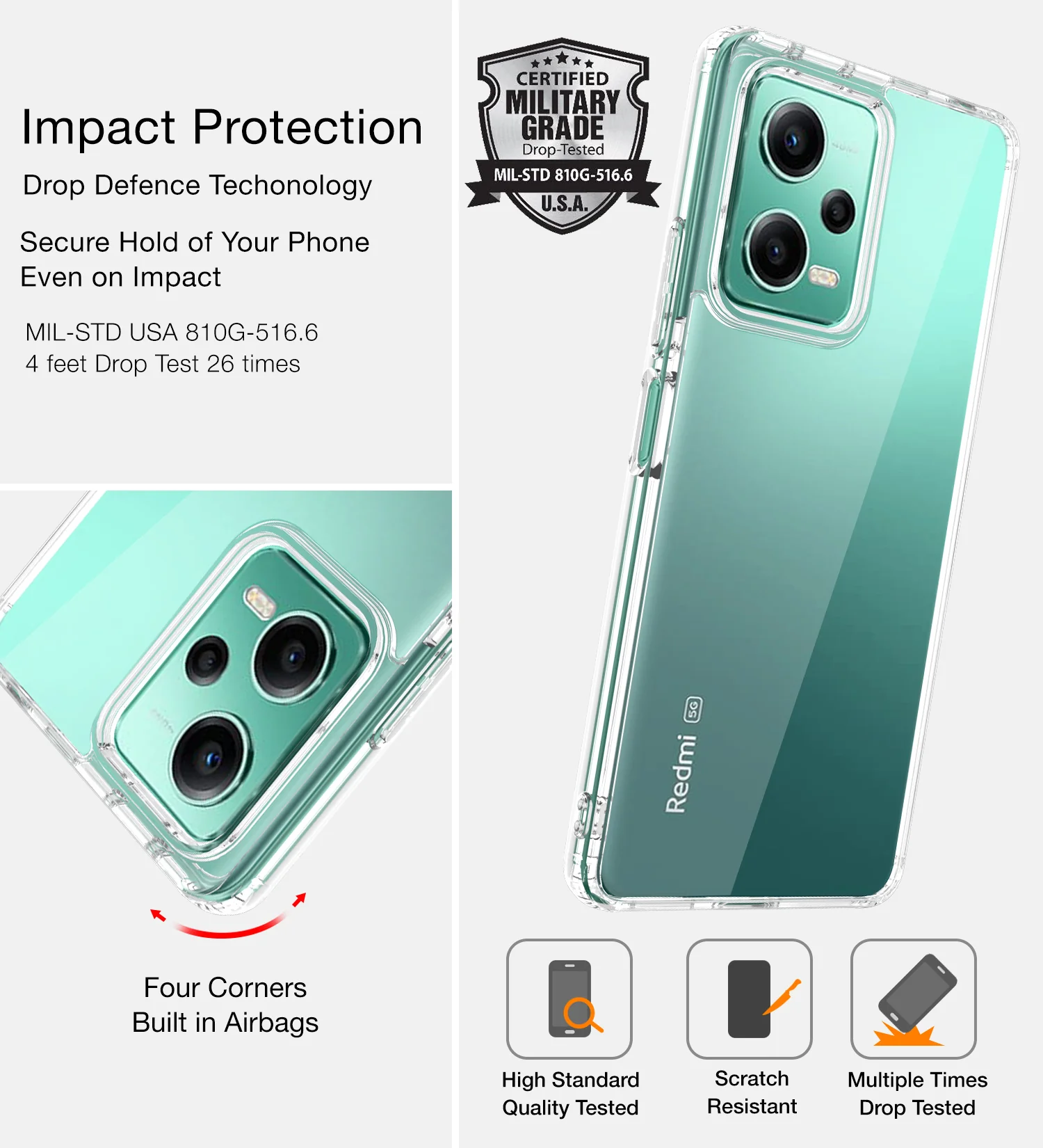 POCO X5 5G (6.67 inch) Back Cover | Ice Crystal Series, Crystal Clear - Image 3