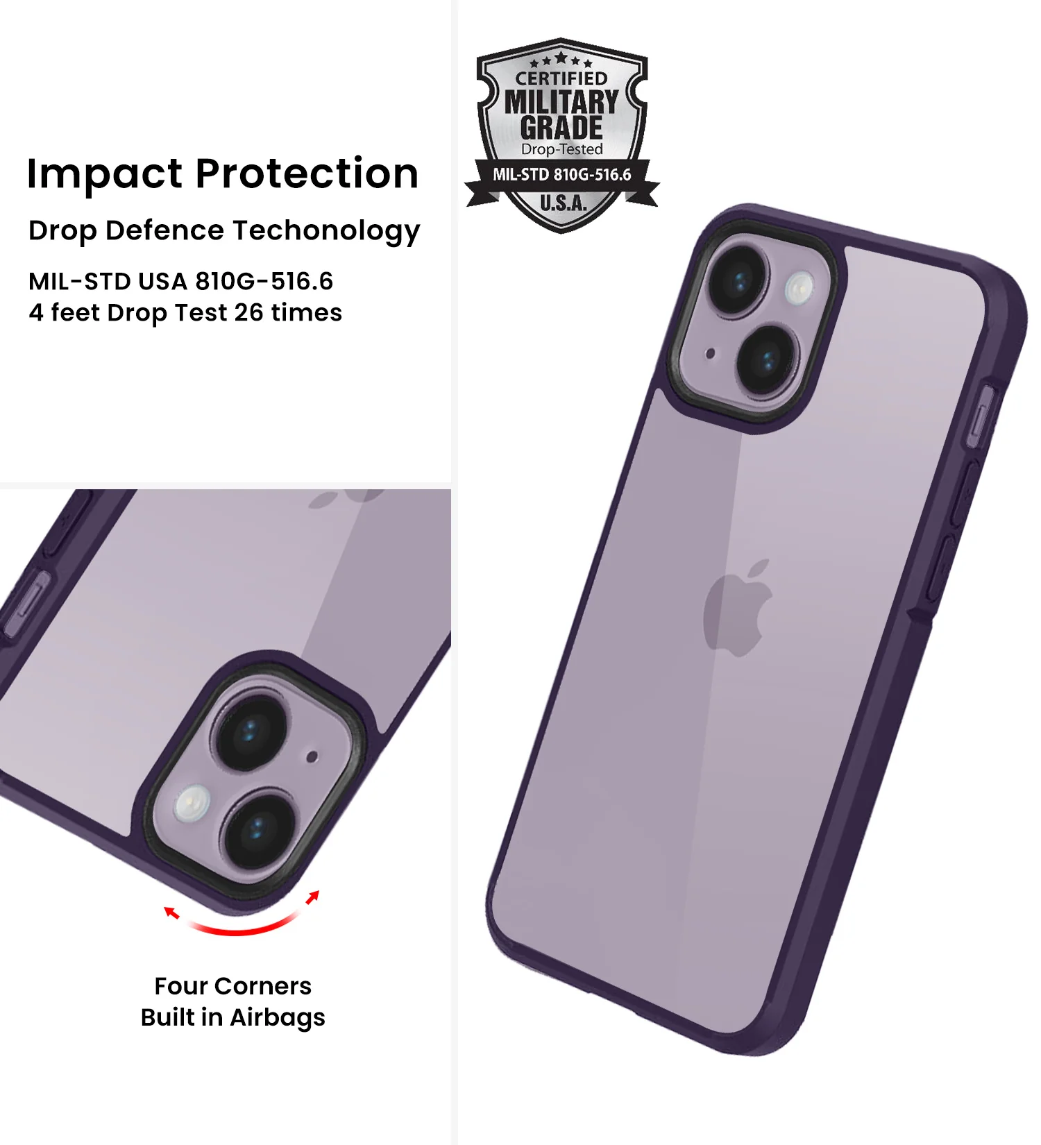Apple iPhone 14 (6.1 inch) Back Cover | Ice Crystal Series [Anti Yellow], Purple - Image 3