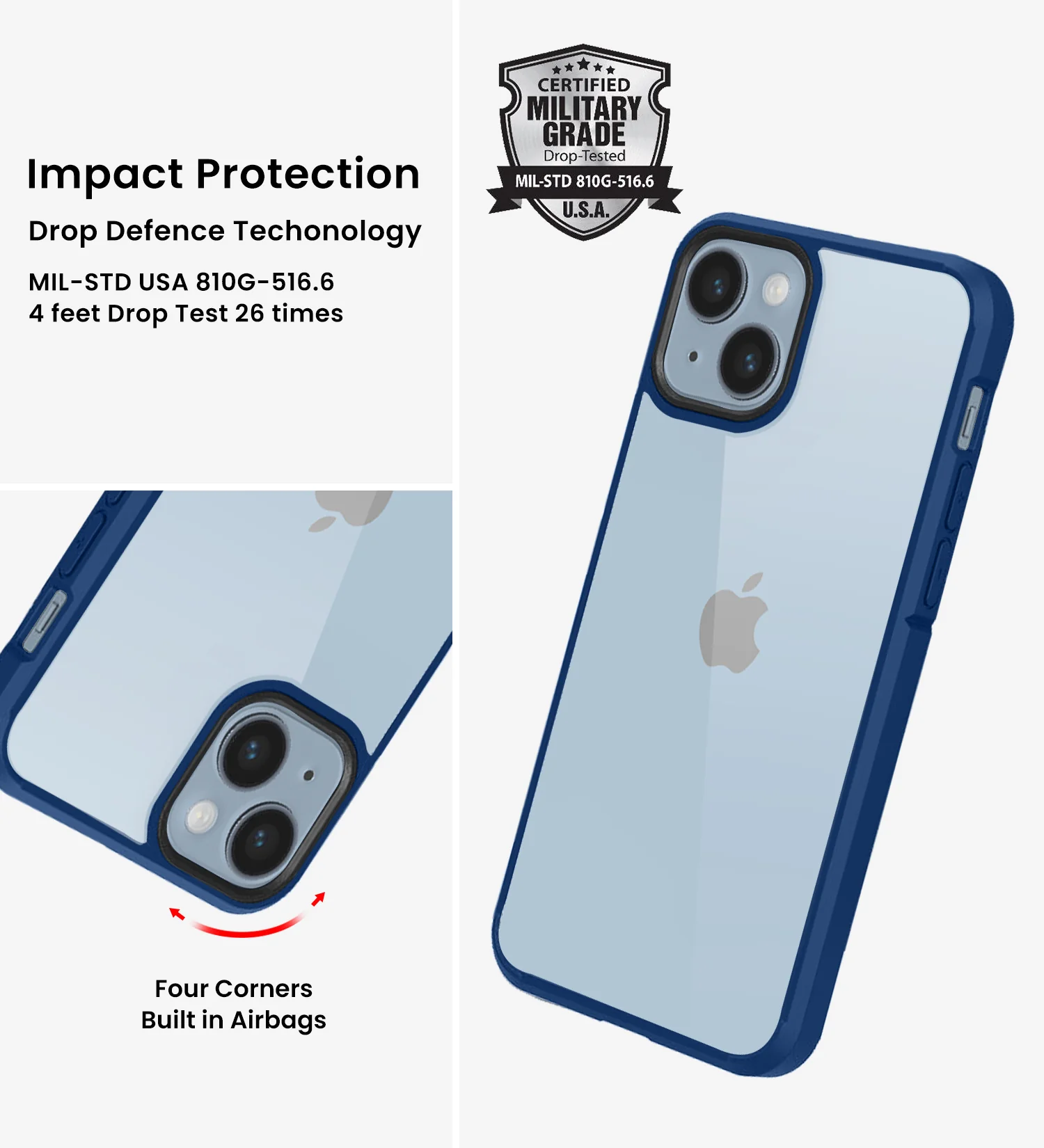 Apple iPhone 14 Plus (6.7 inch) Back Cover | Ice Crystal Series [Anti Yellow], Deep Blue - Image 3
