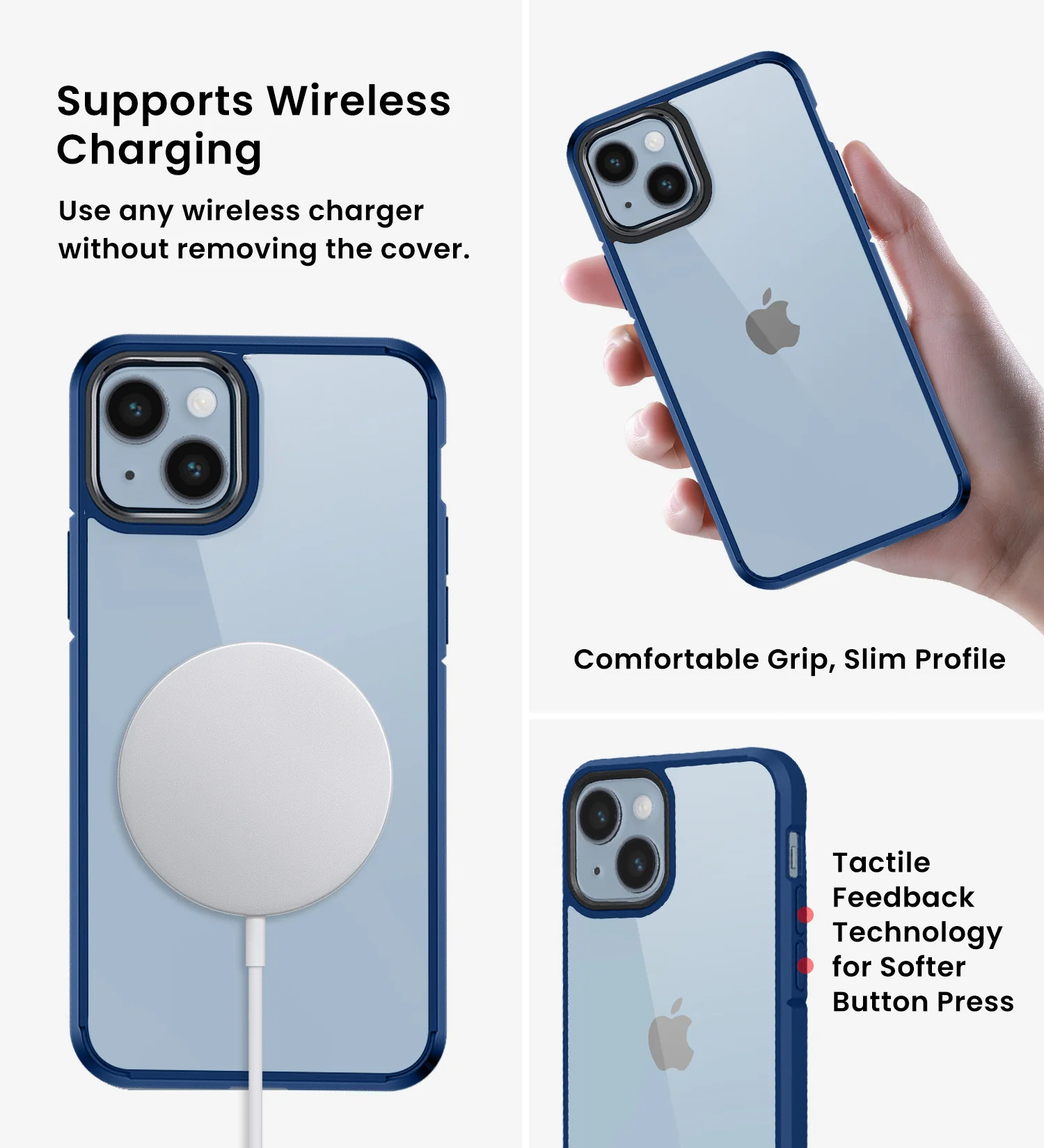 Apple iPhone 14 Plus (6.7 inch) Back Cover | Ice Crystal Series [Anti Yellow], Deep Blue - Image 5