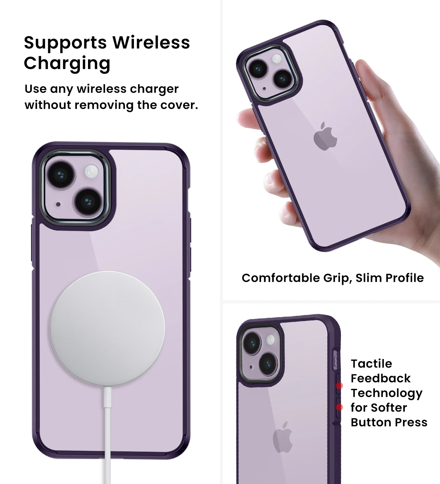 Apple iPhone 14 Plus (6.7 inch) Back Cover | Ice Crystal Series [Anti Yellow], Purple - Image 5
